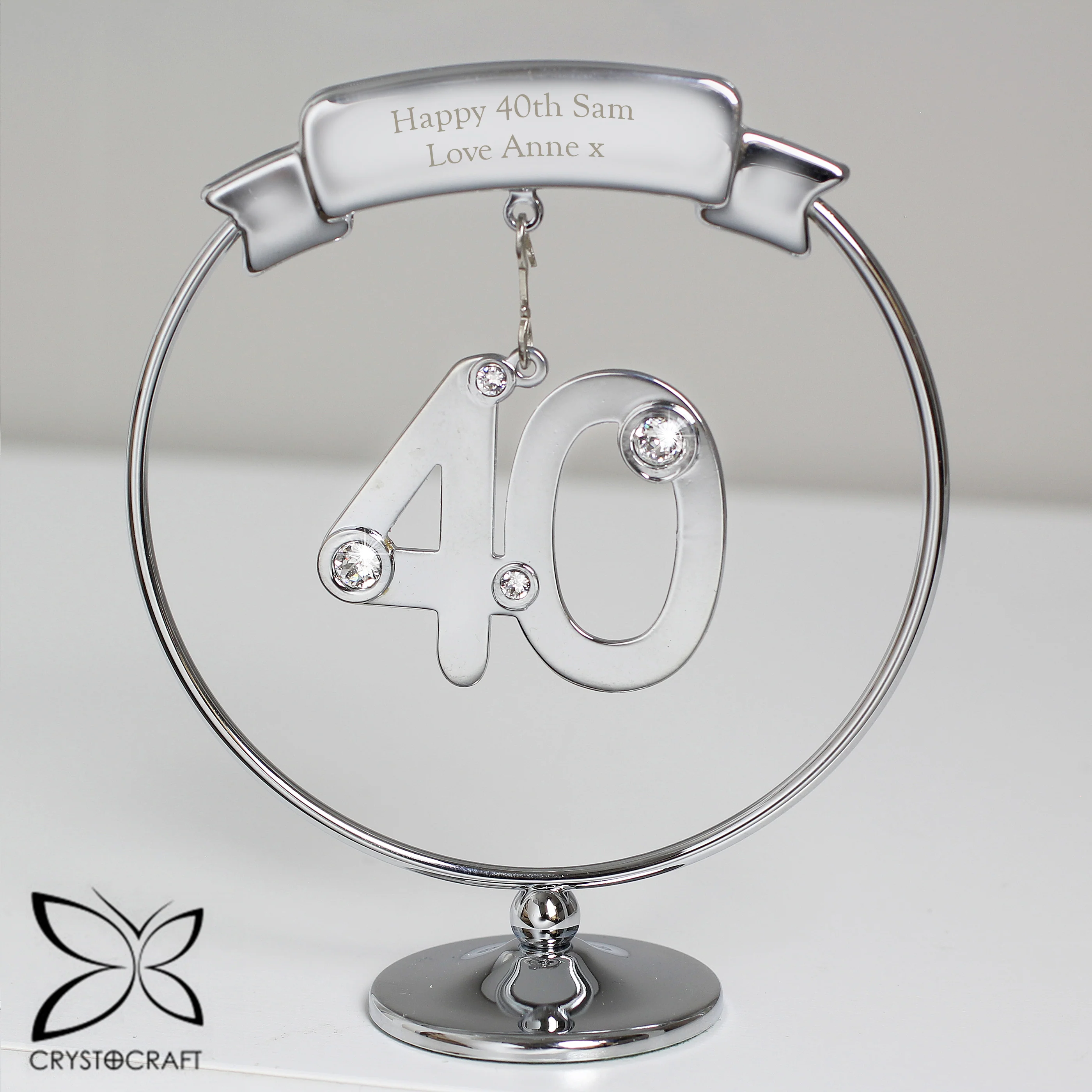 Personalised Crystocraft 40th Celebration Ornament