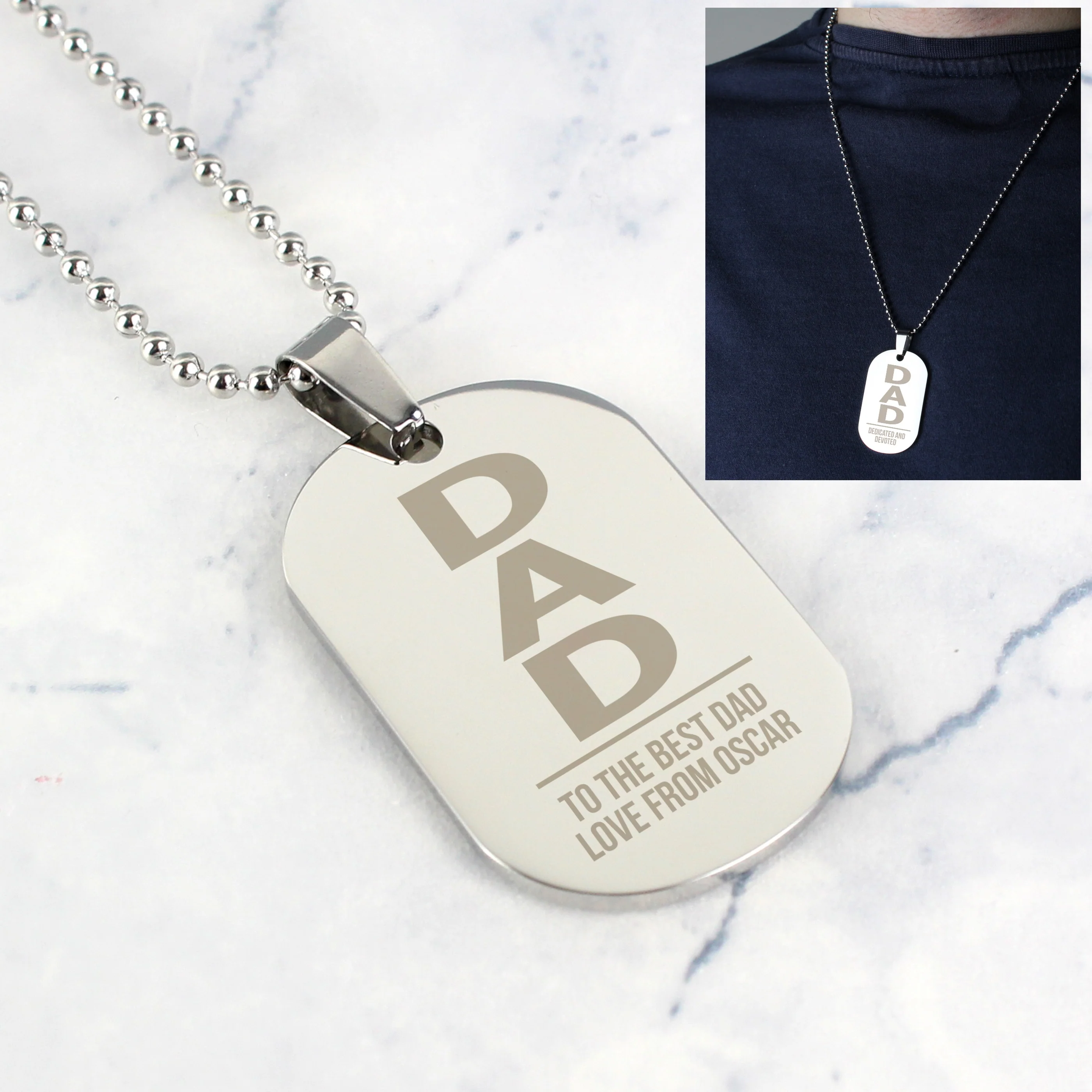 Personalised Dad Stainless Steel Dog Tag Necklace - Image 7