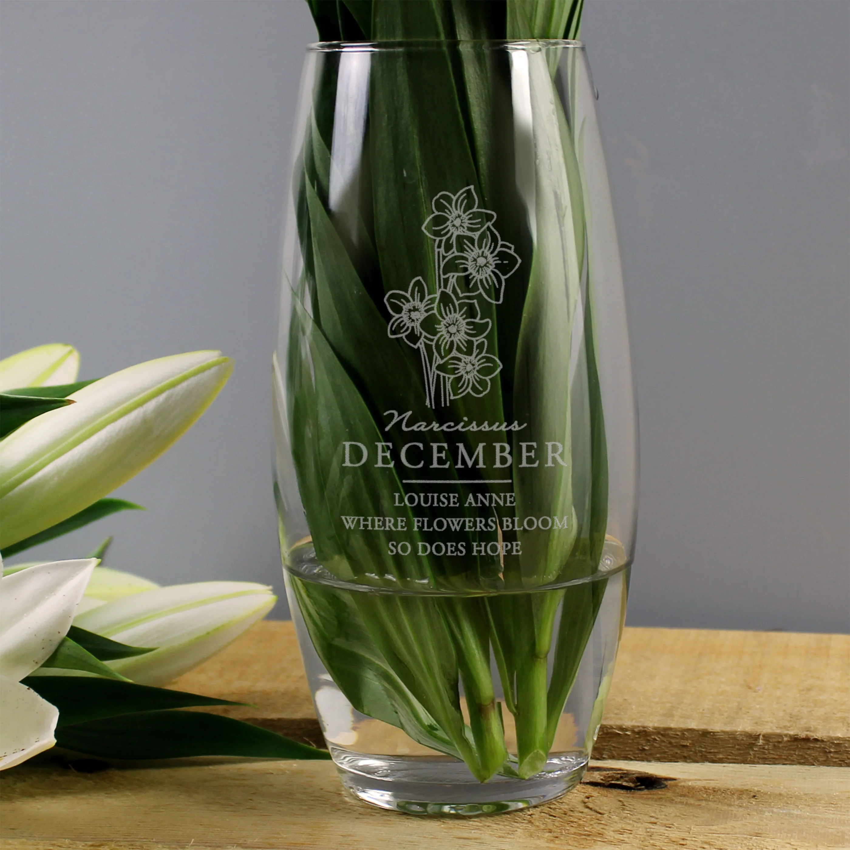 Personalised December Birth Flower Bullet Vase - Image 3