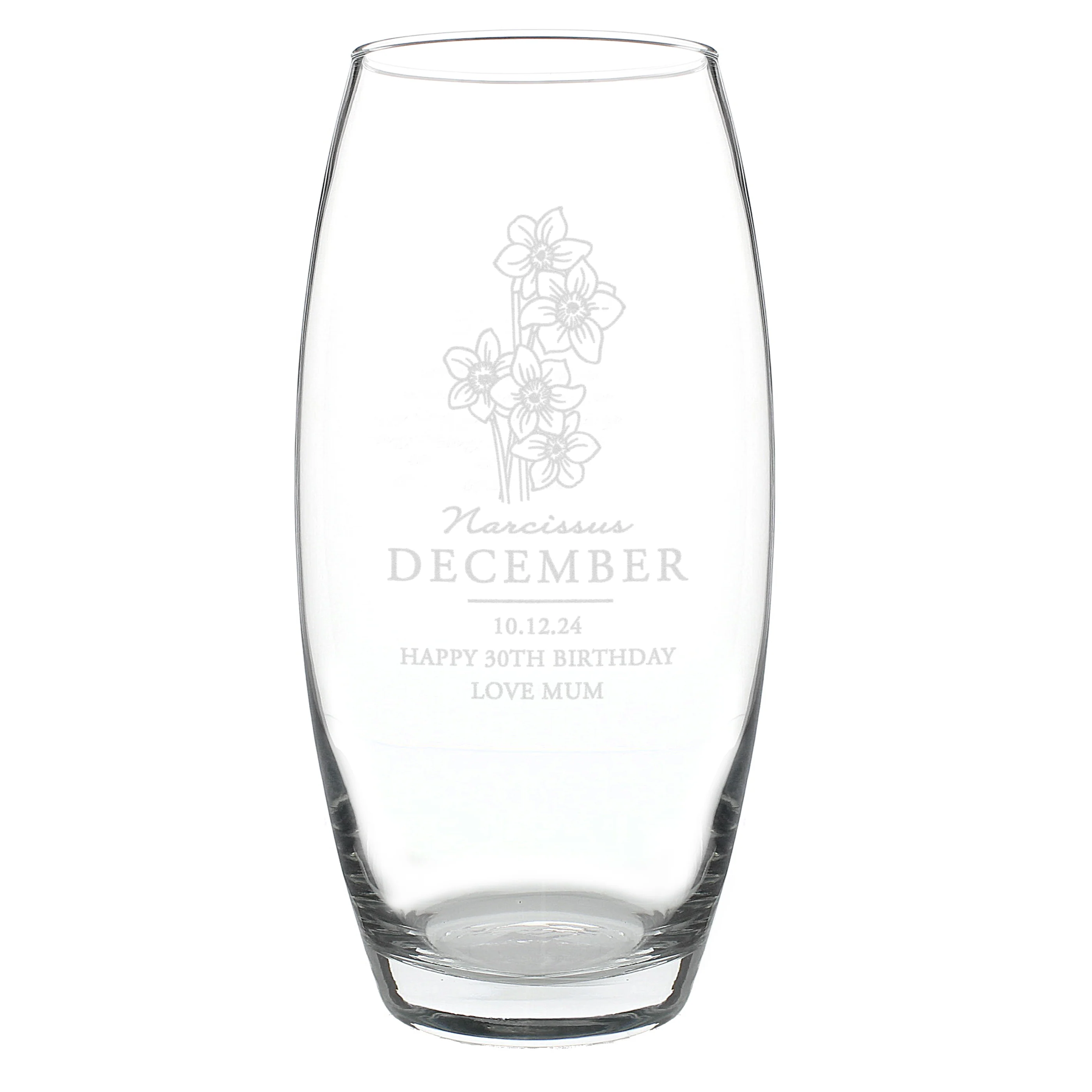 Personalised December Birth Flower Bullet Vase - Image 5