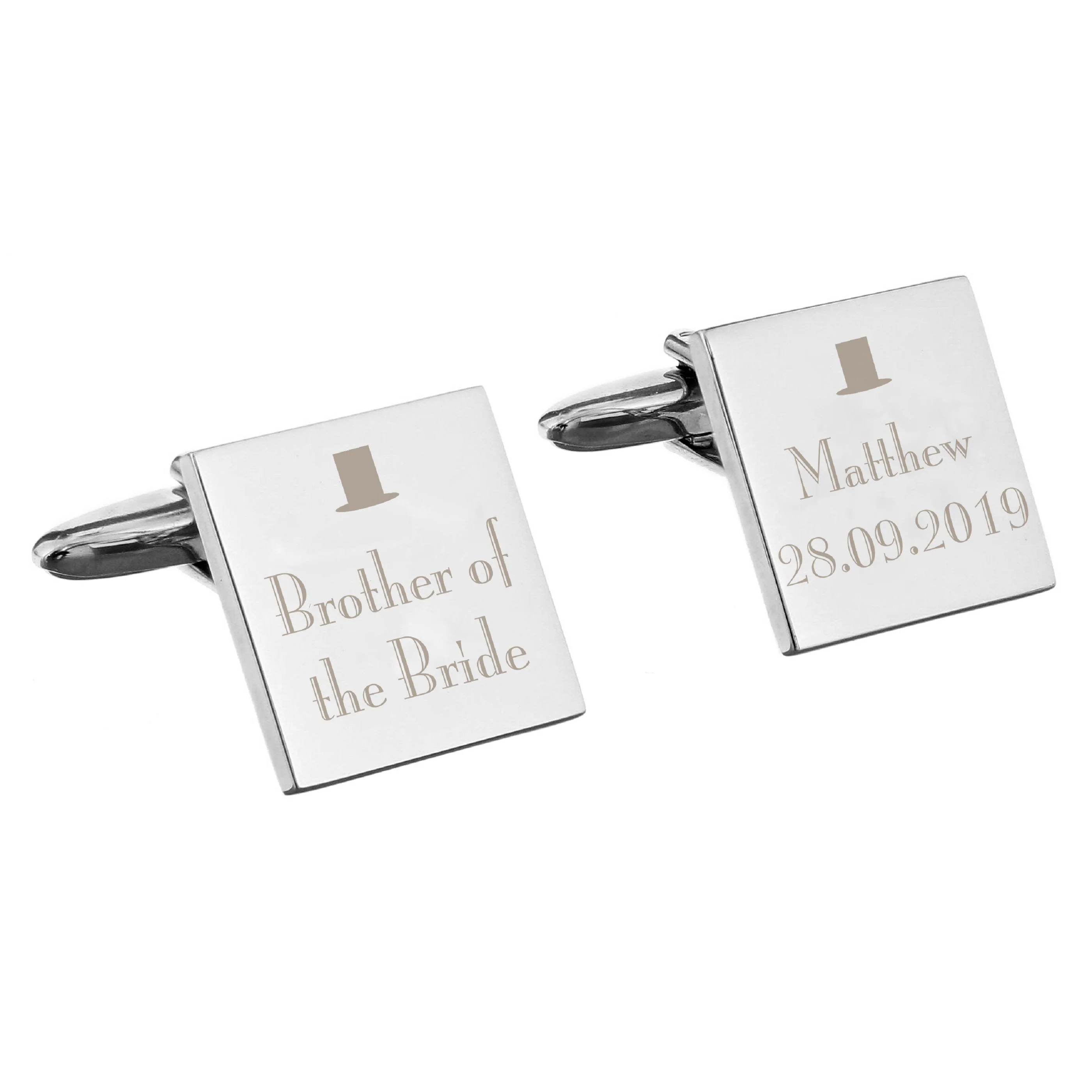 Personalised Decorative Wedding Any Role Square Cufflinks - Image 2