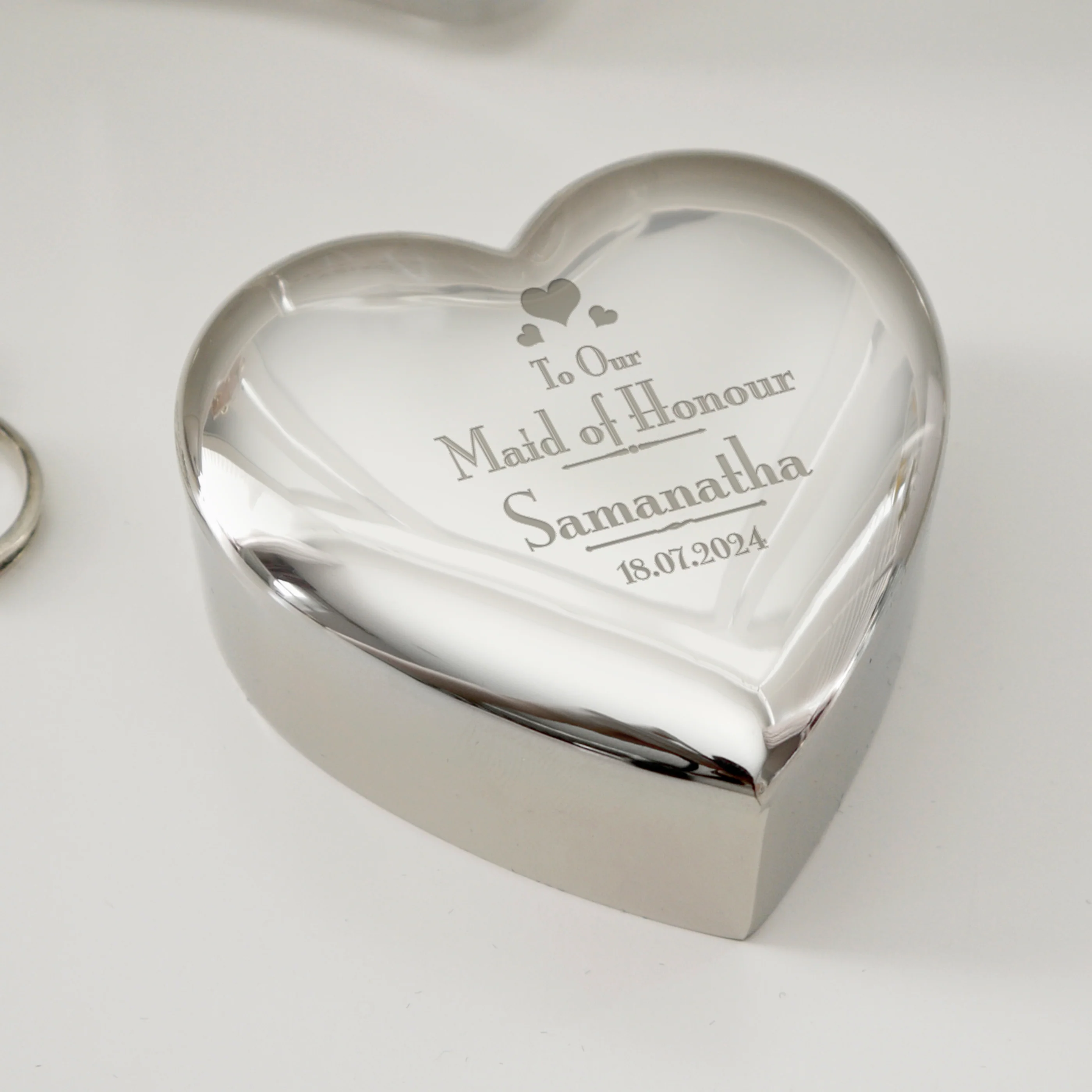 Personalised Decorative Wedding Maid of Honour Heart Trinket Box - Image 4