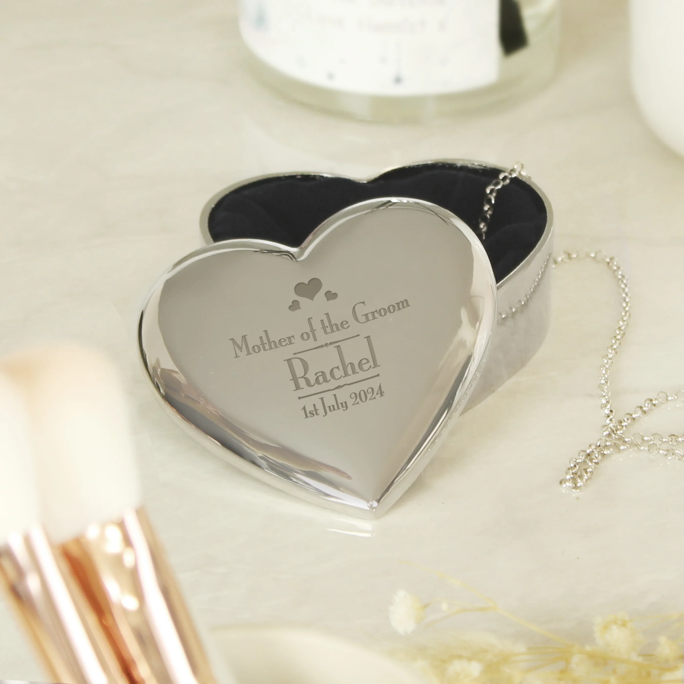 Personalised Decorative Wedding Mother of the Groom Heart Trinket Box - Image 4