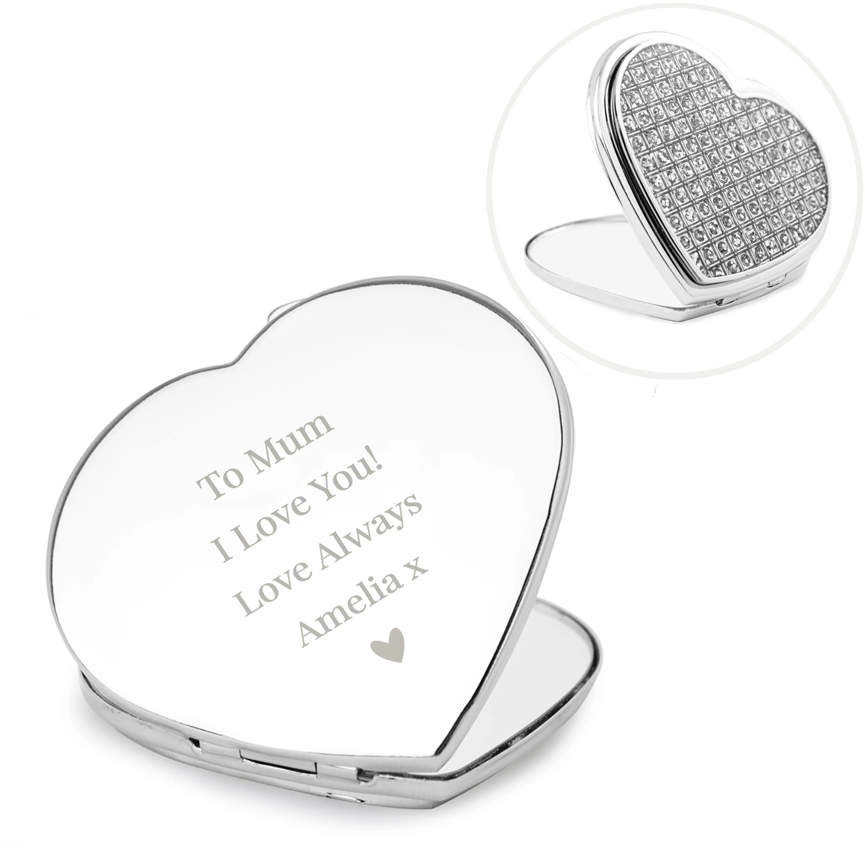Personalised Diamante Heart Compact Mirror - Image 4