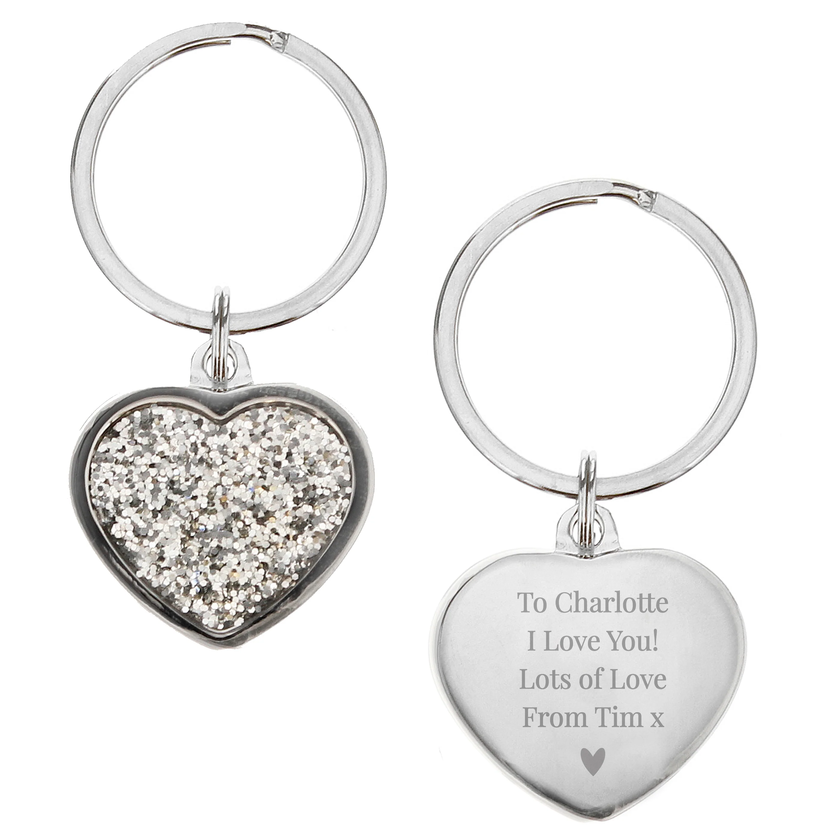 Personalised Diamante Heart Keyring - Image 2