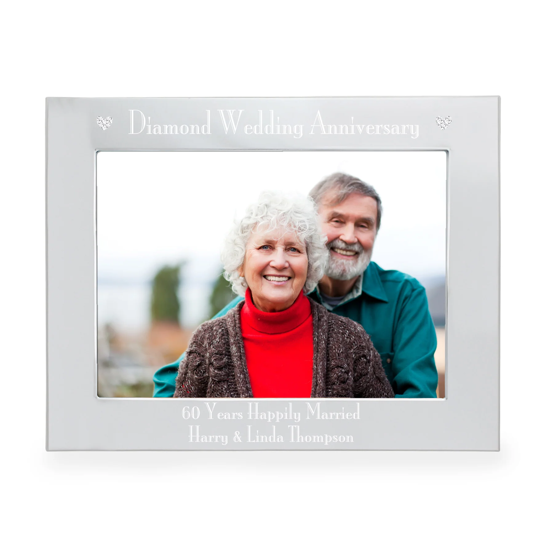 Personalised Diamond Anniversary 5x7 Landscape Photo Frame - Image 2