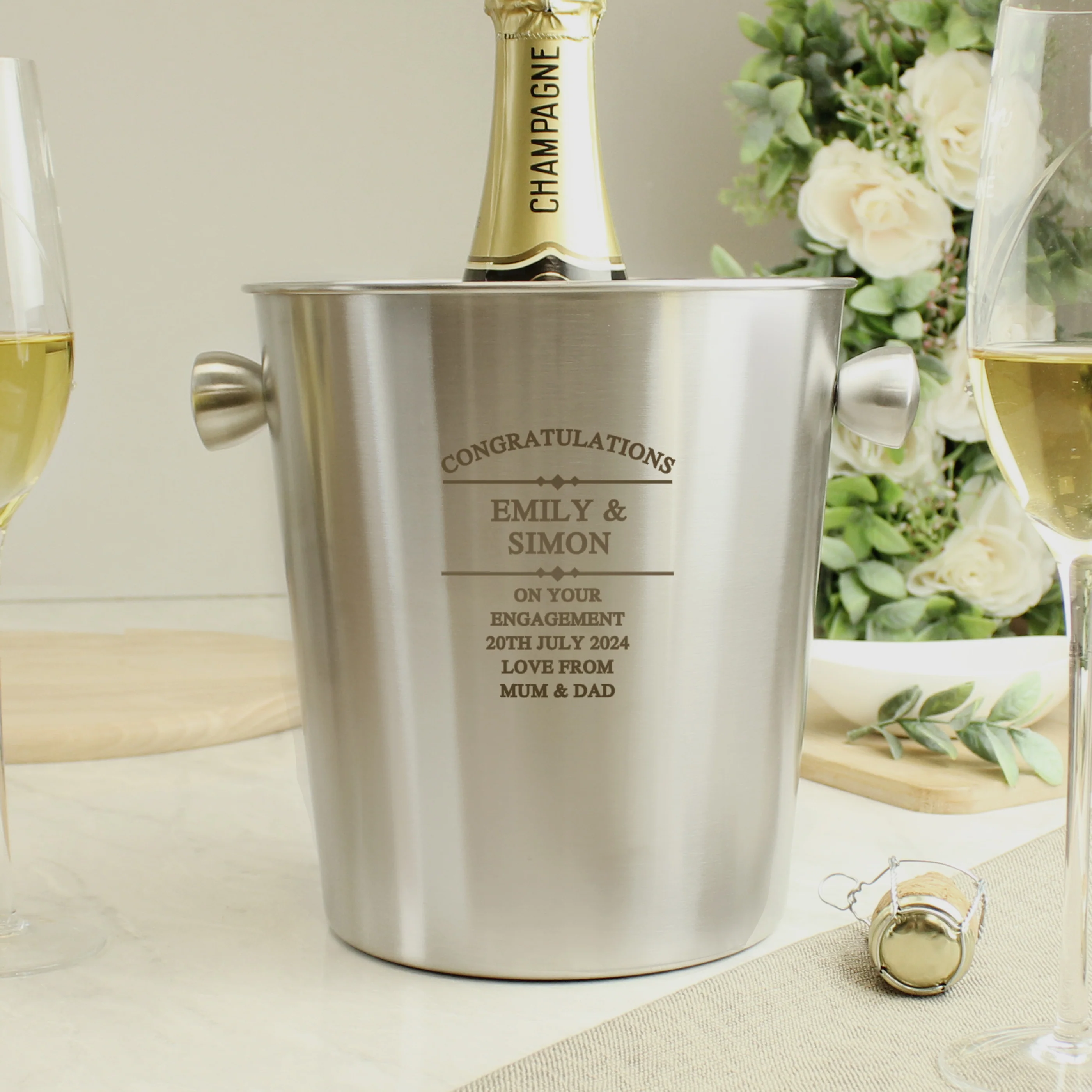 Personalised Diamond Stainless Steel Ice Bucket - Image 2