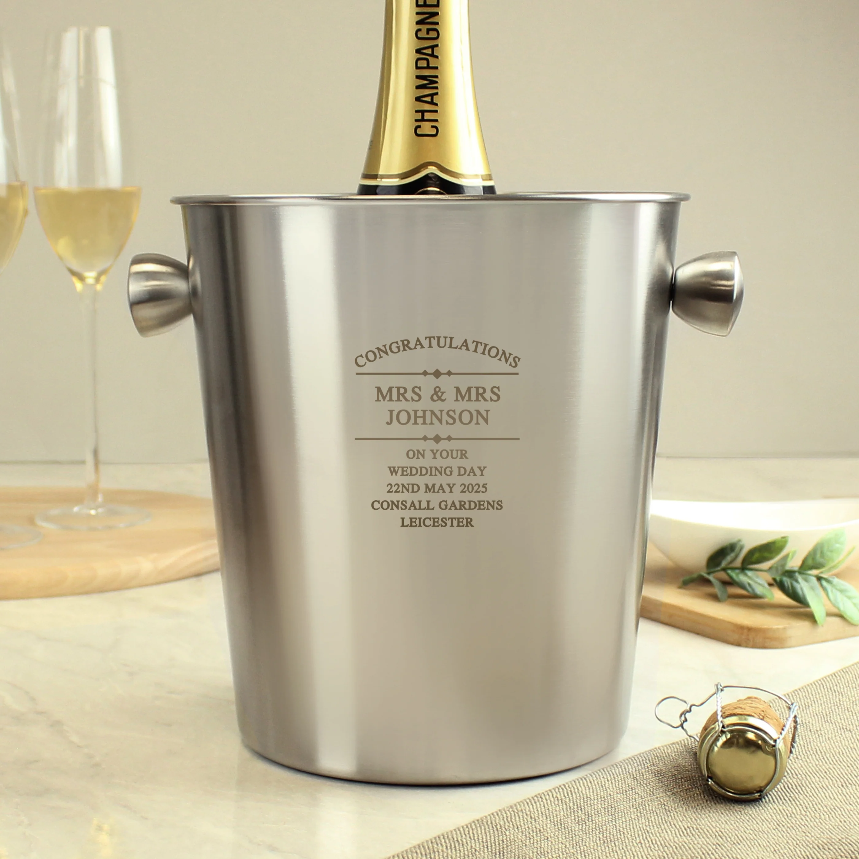 Personalised Diamond Stainless Steel Ice Bucket - Image 3