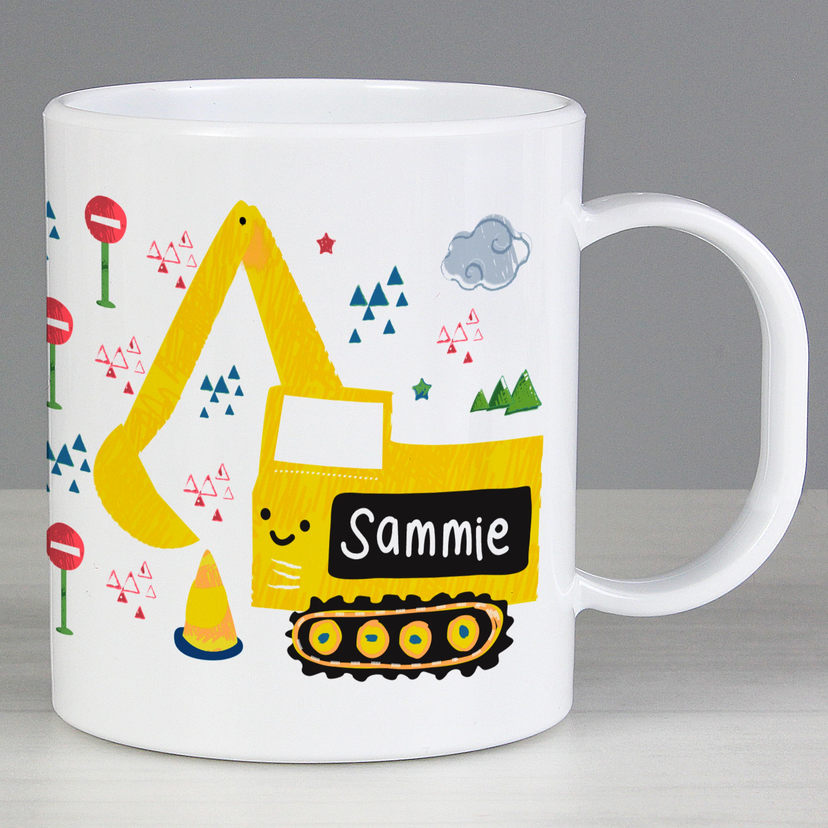 Personalised Digger Plastic Mug - Image 4