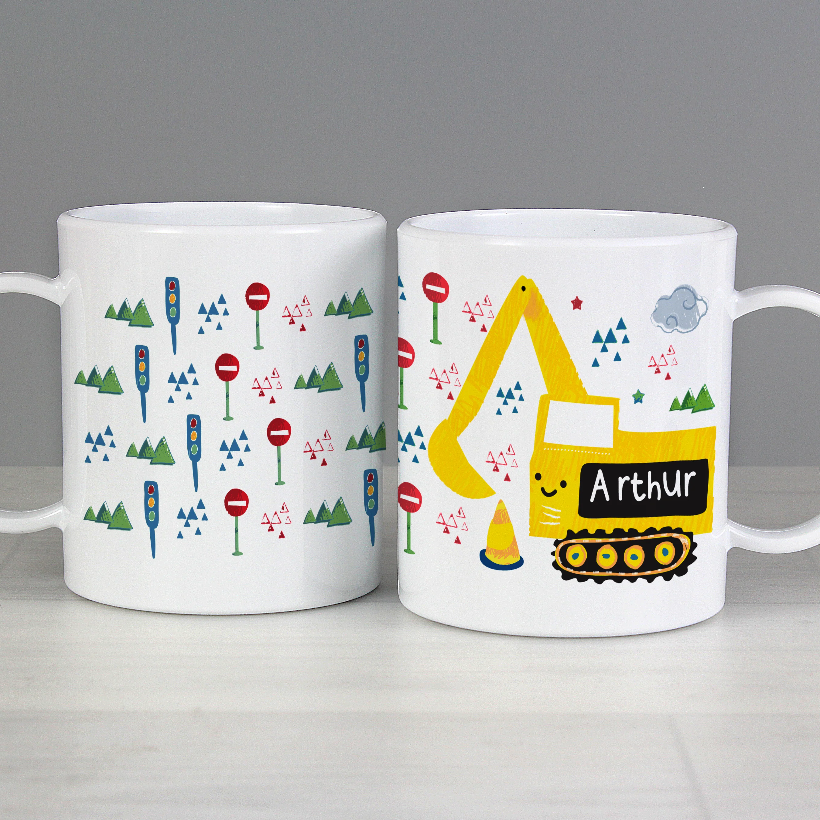 Personalised Digger Plastic Mug - Image 5