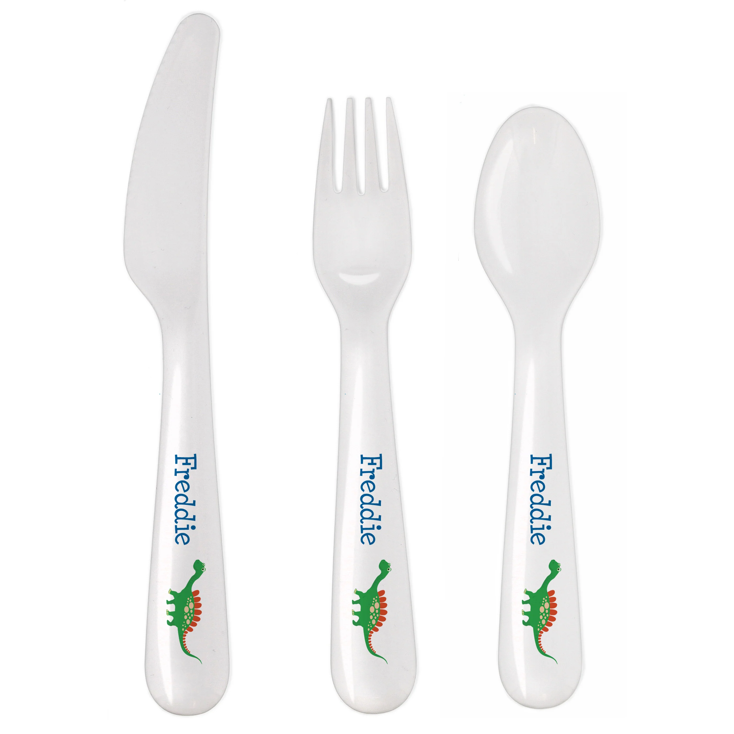 Personalised Dinosaur 3 Piece Plastic Cutlery Set - Image 2