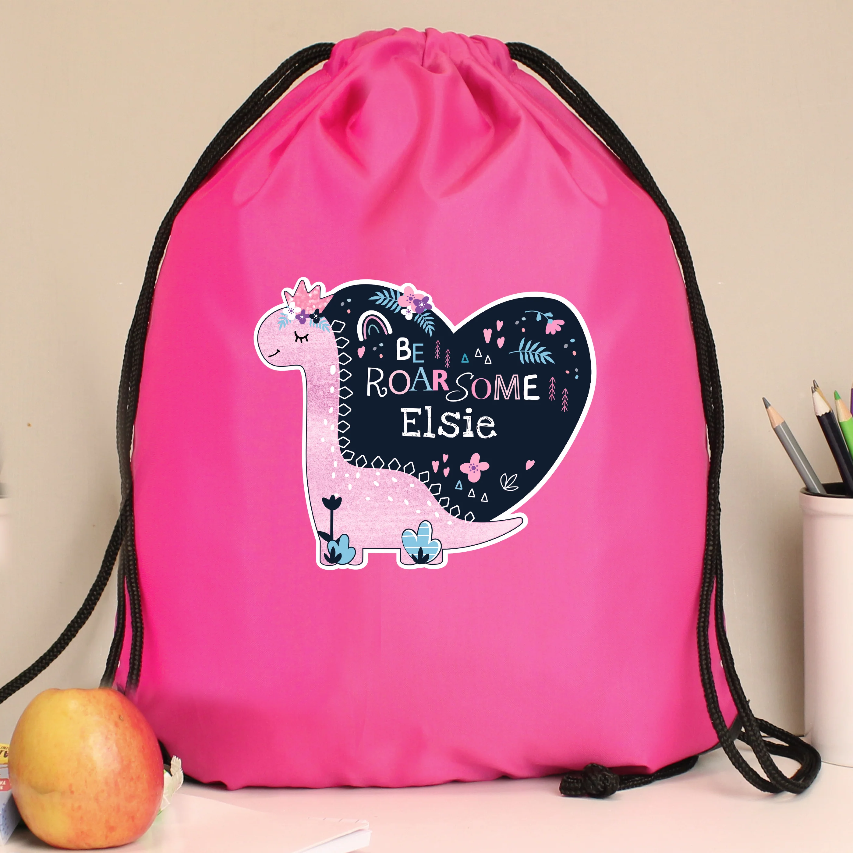 Personalised Dinosaur Pink Kit Bag - Image 4