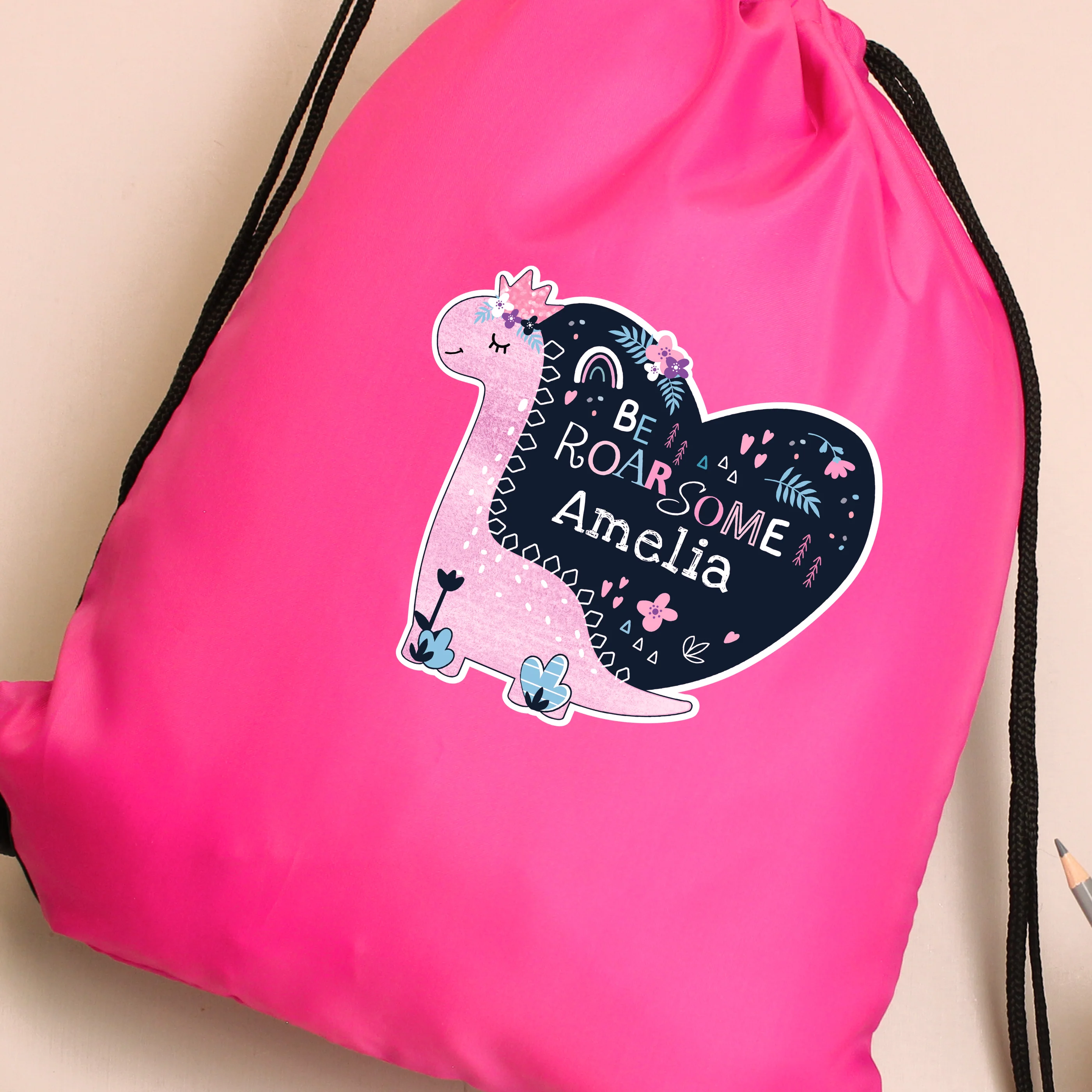Personalised Dinosaur Pink Kit Bag - Image 6