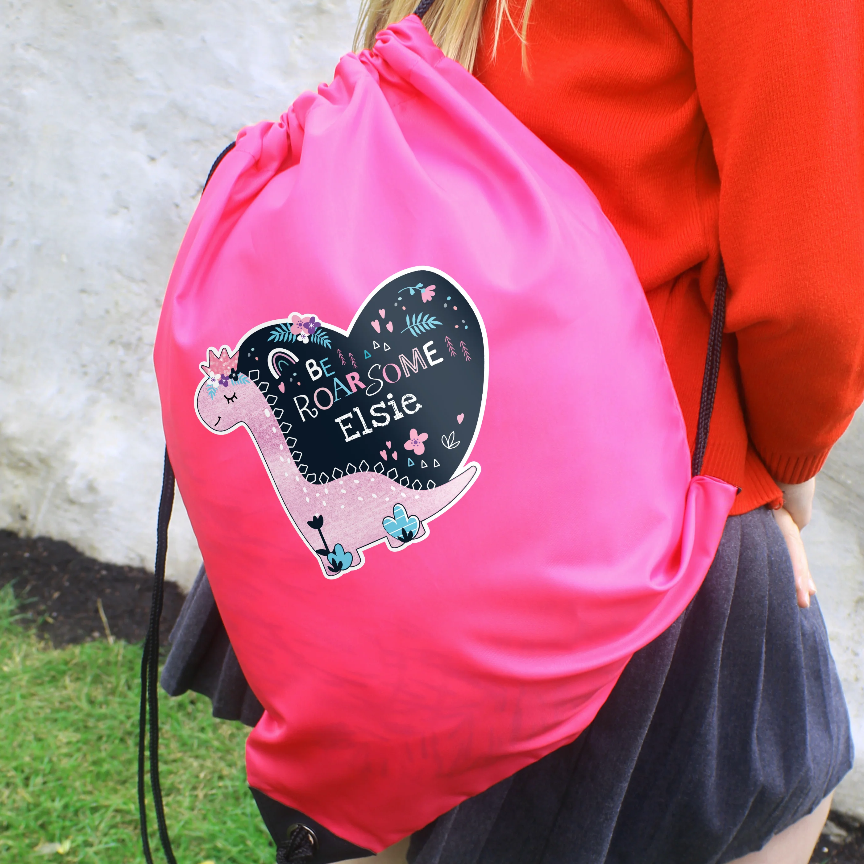 Personalised Dinosaur Pink Kit Bag - Image 7