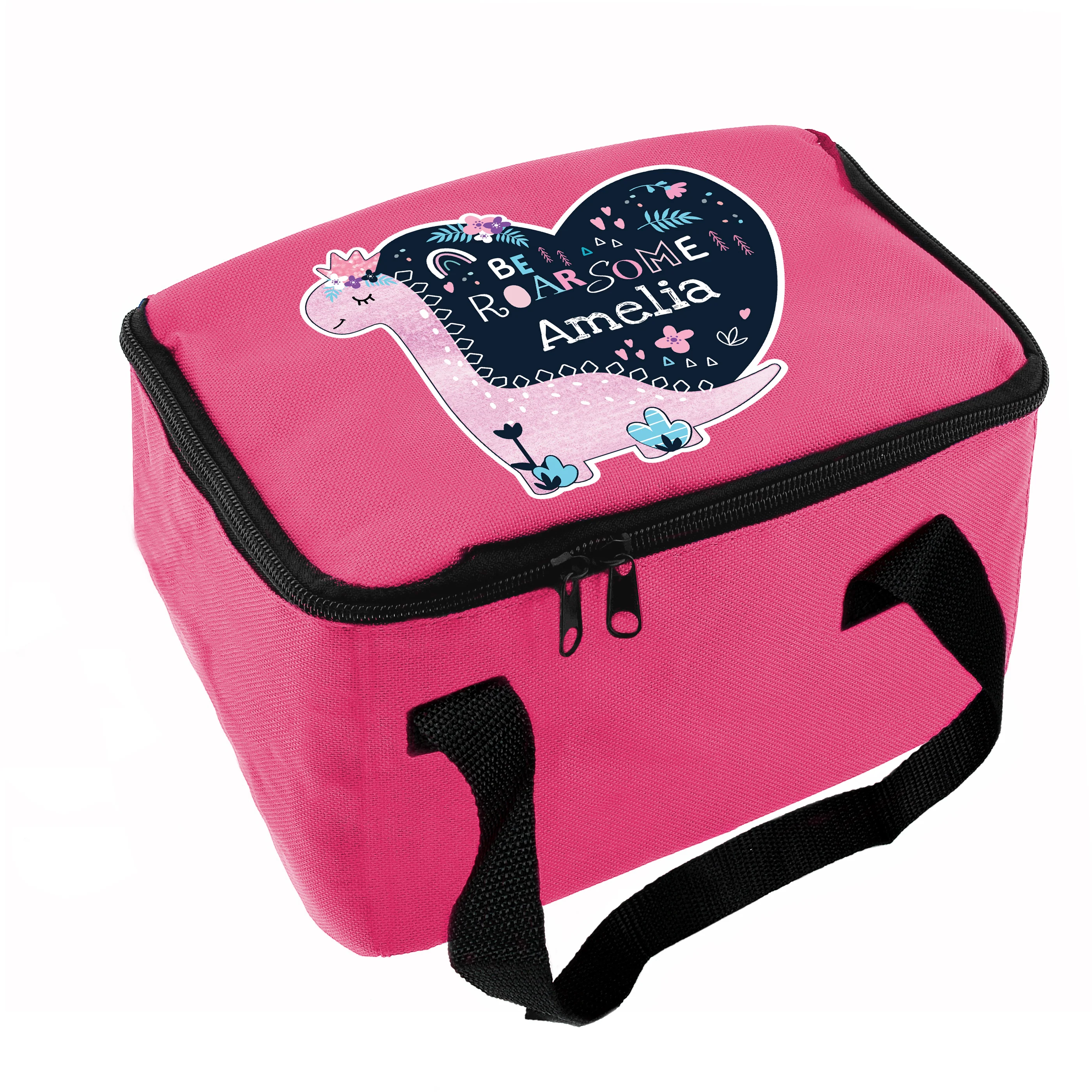Personalised Dinosaur Pink Lunch Bag - Image 5