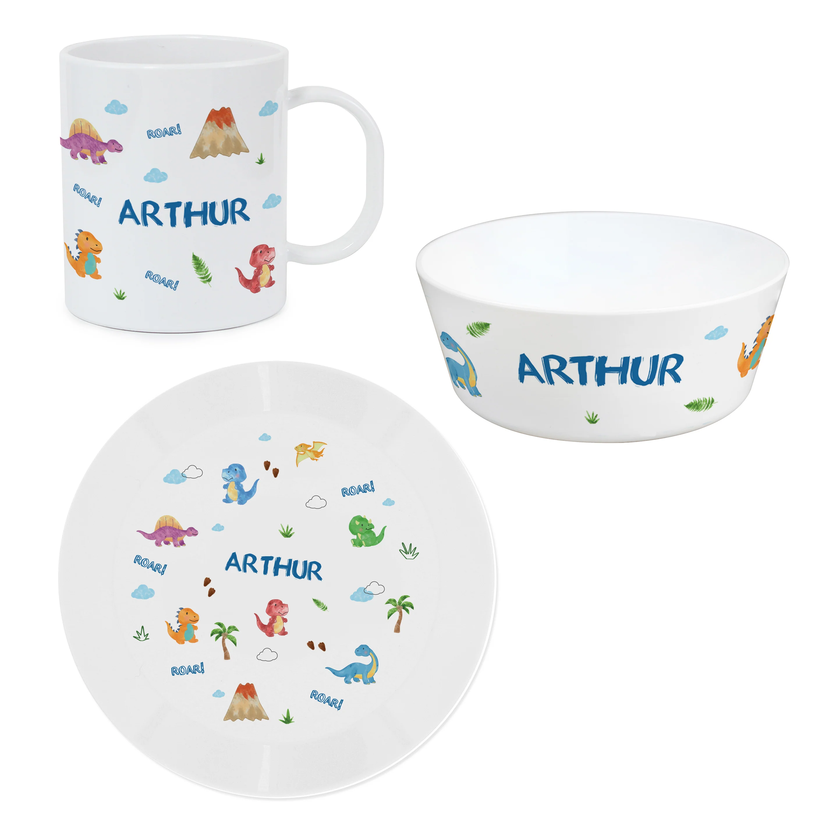 Personalised Dinosaur Plastic Breakfast Set - Image 3