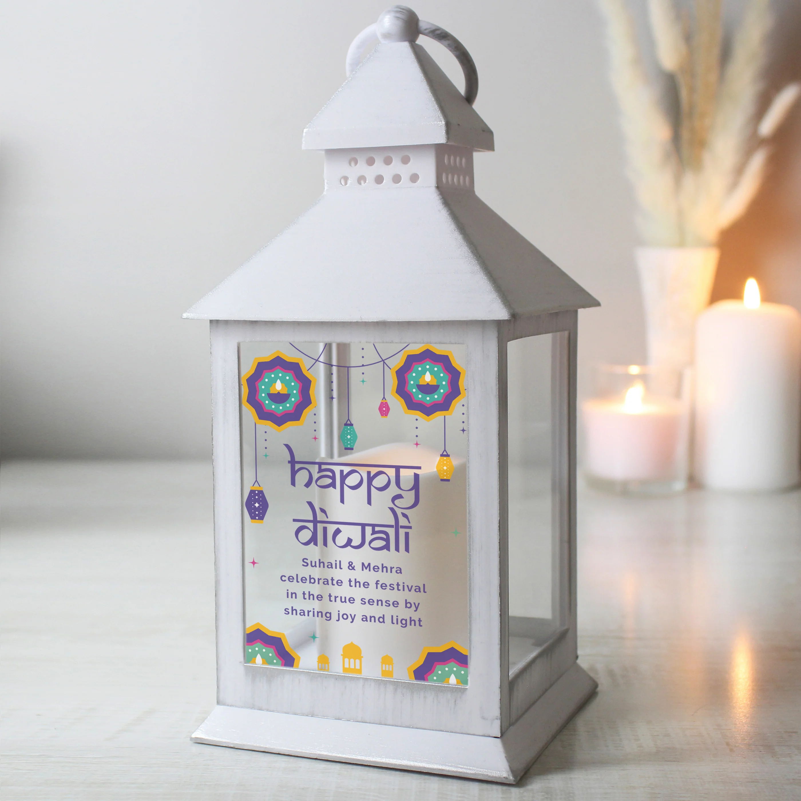 Personalised Diwali White Lantern - Image 4