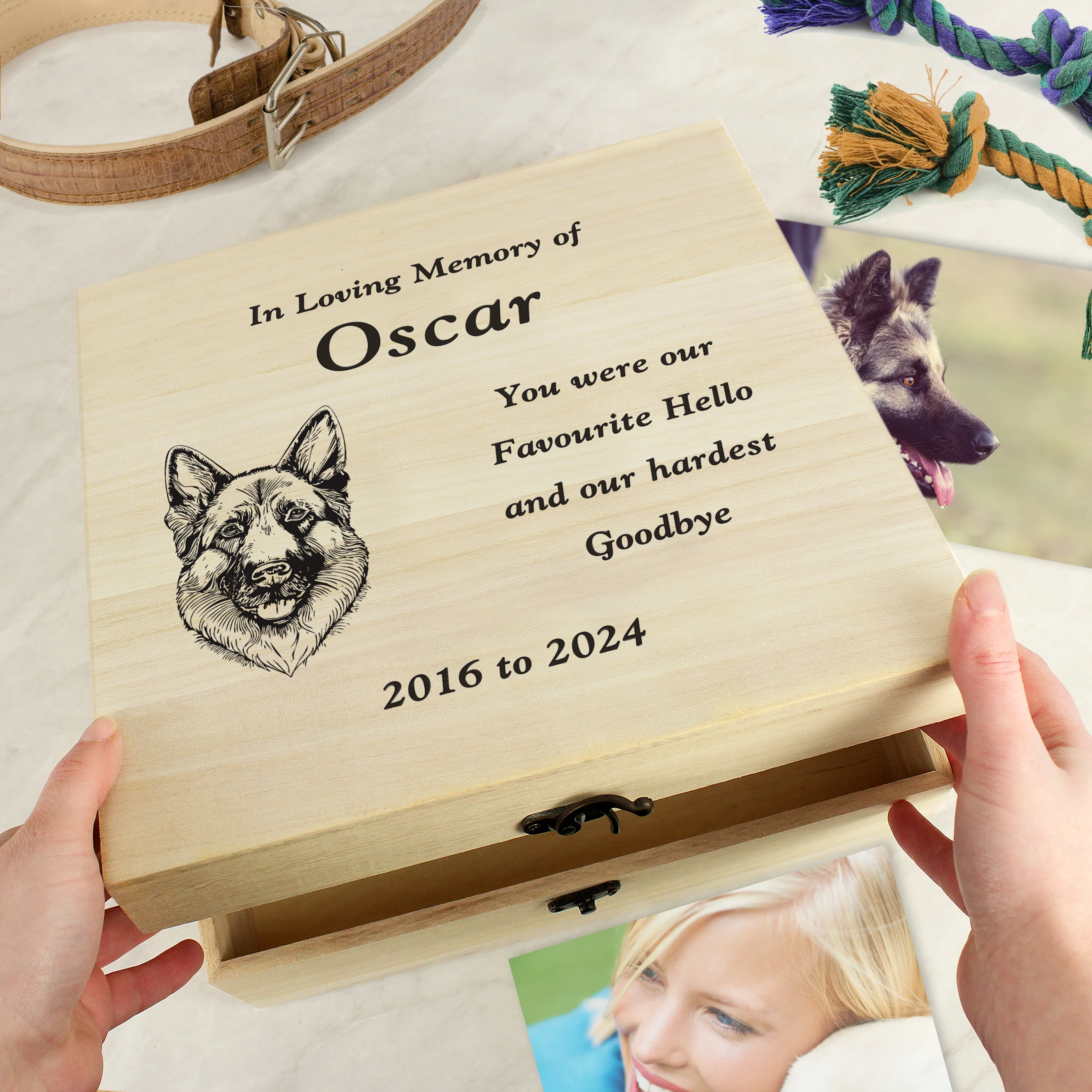 Personalised Dog Breed Memorial Large Keepsake Box - Image 4