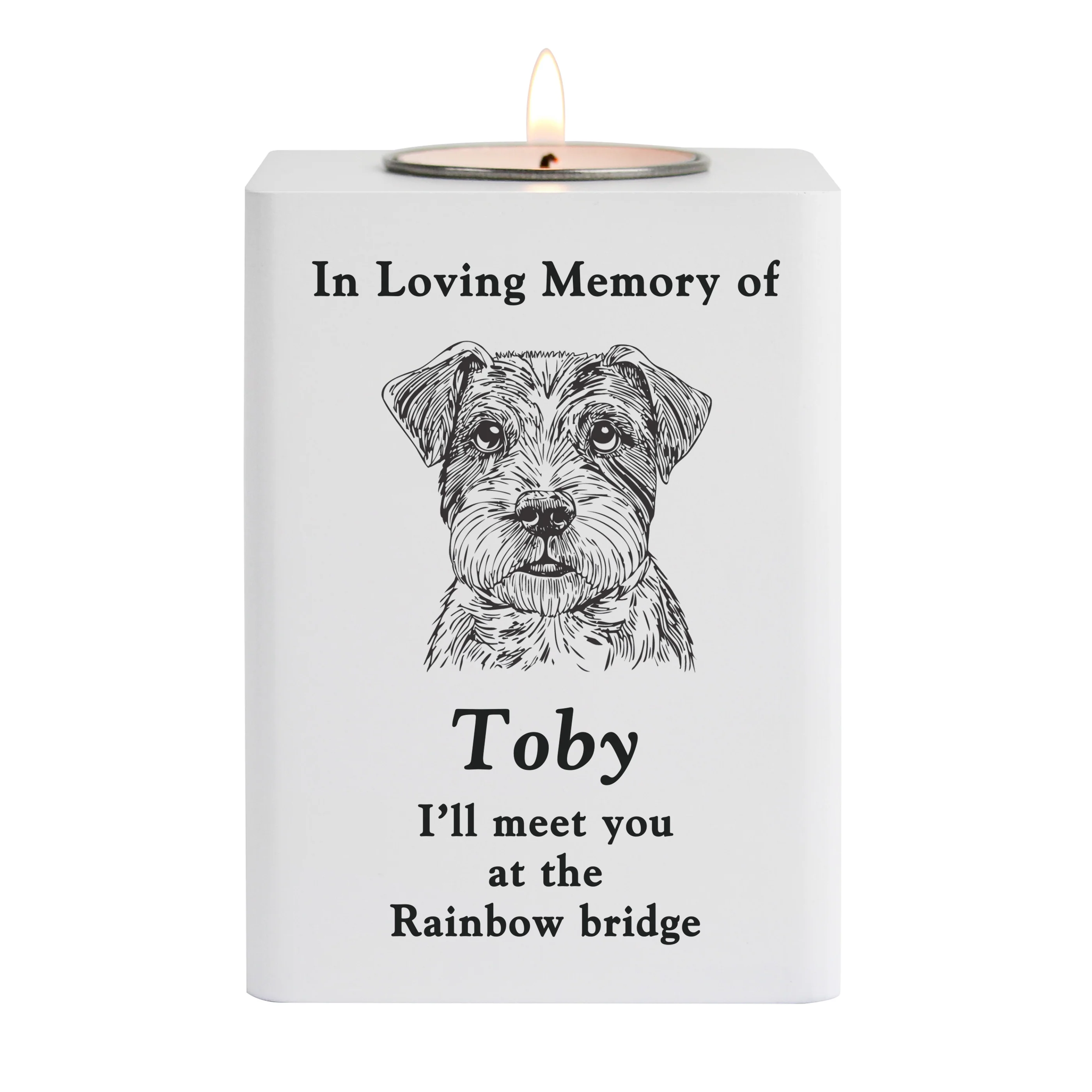 Personalised Dog Breed Memorial Tealight Holder