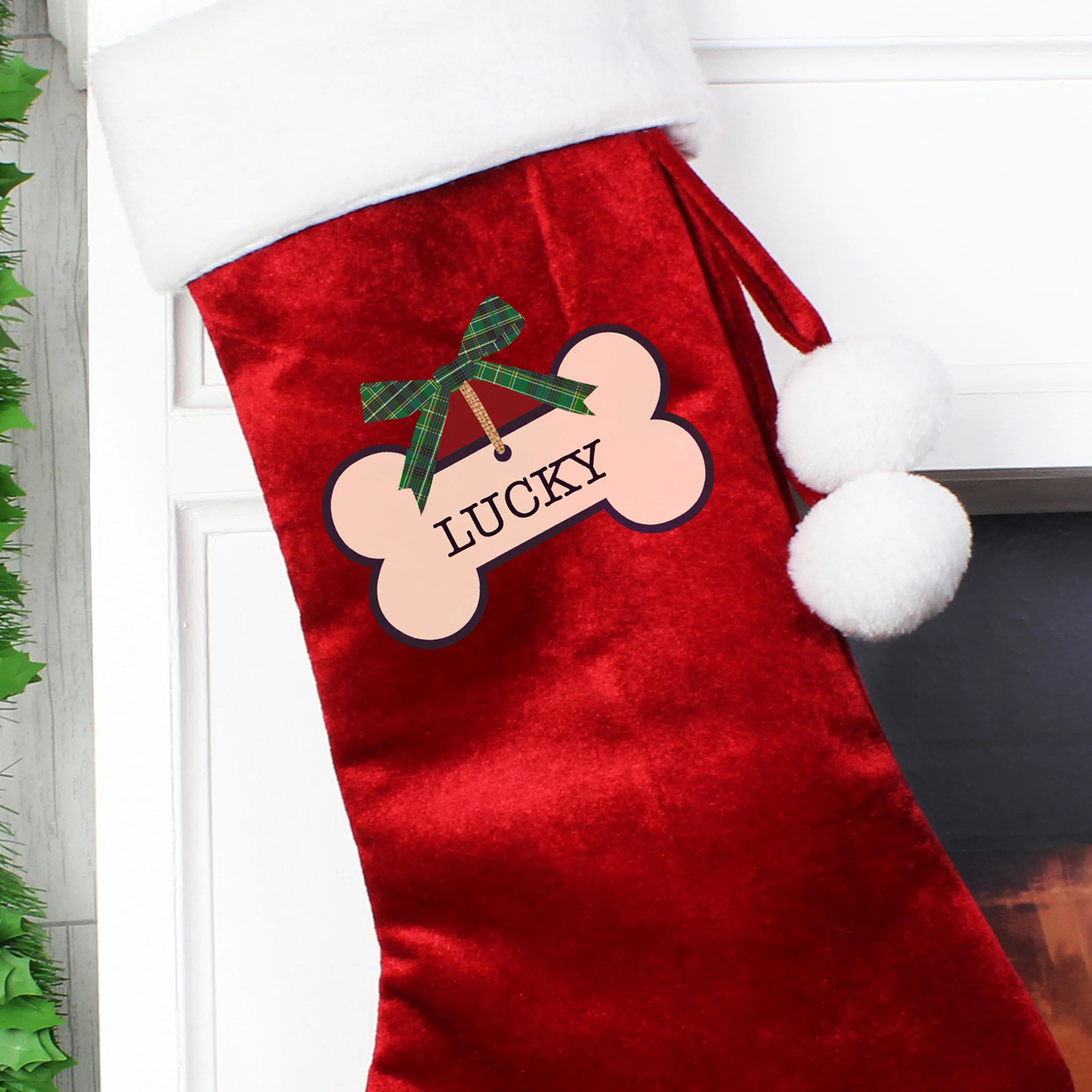 Personalised Dog Treats Luxury Red Stocking - Image 4