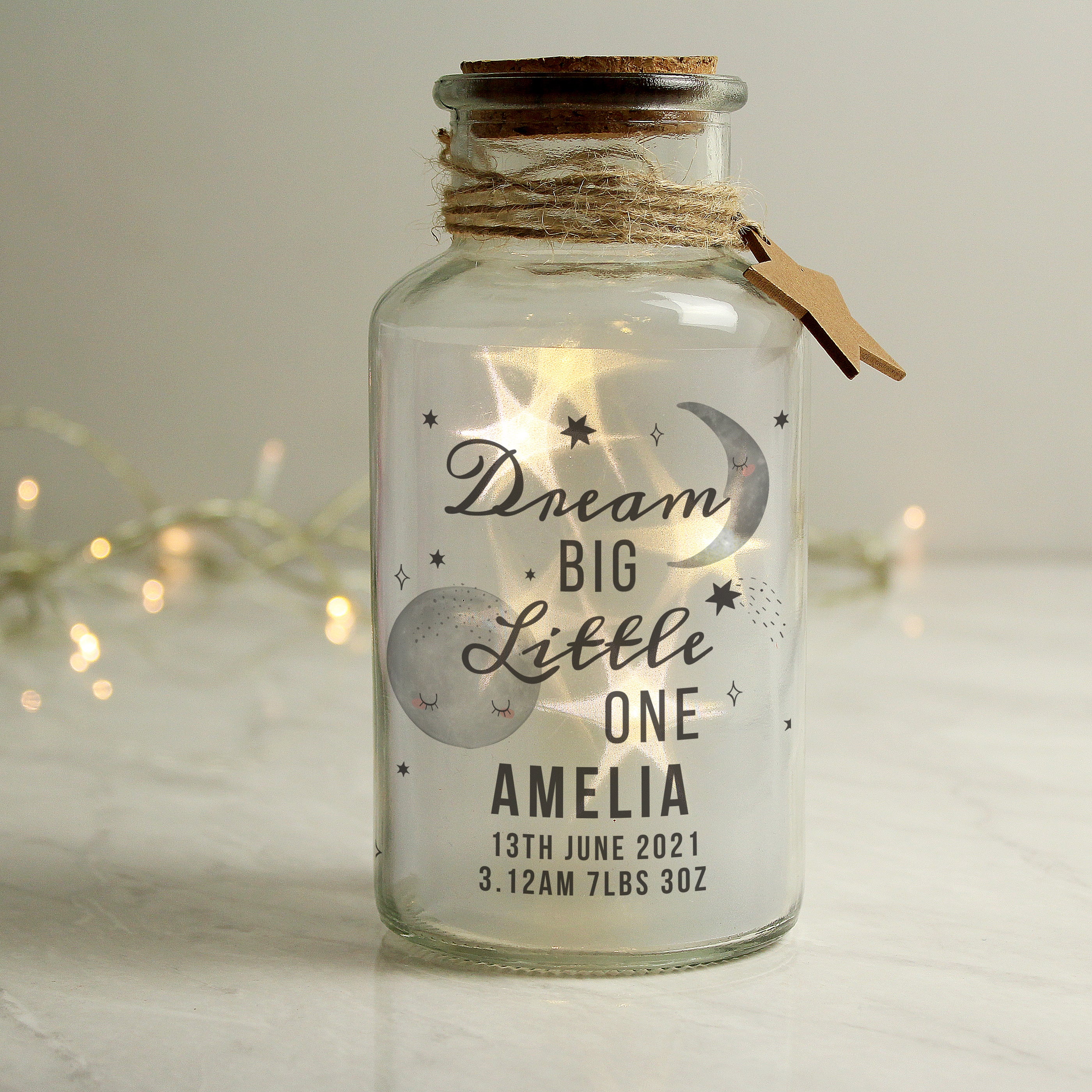 Personalised Dream Big LED Glass Jar - Image 2