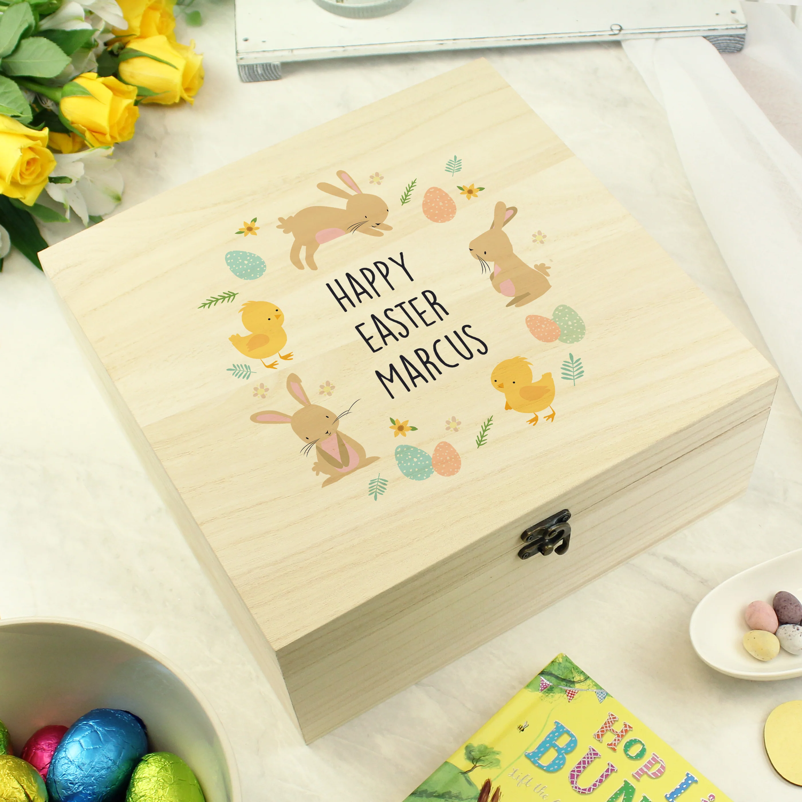 Personalised Easter Bunny Wooden Treat Box - Image 2