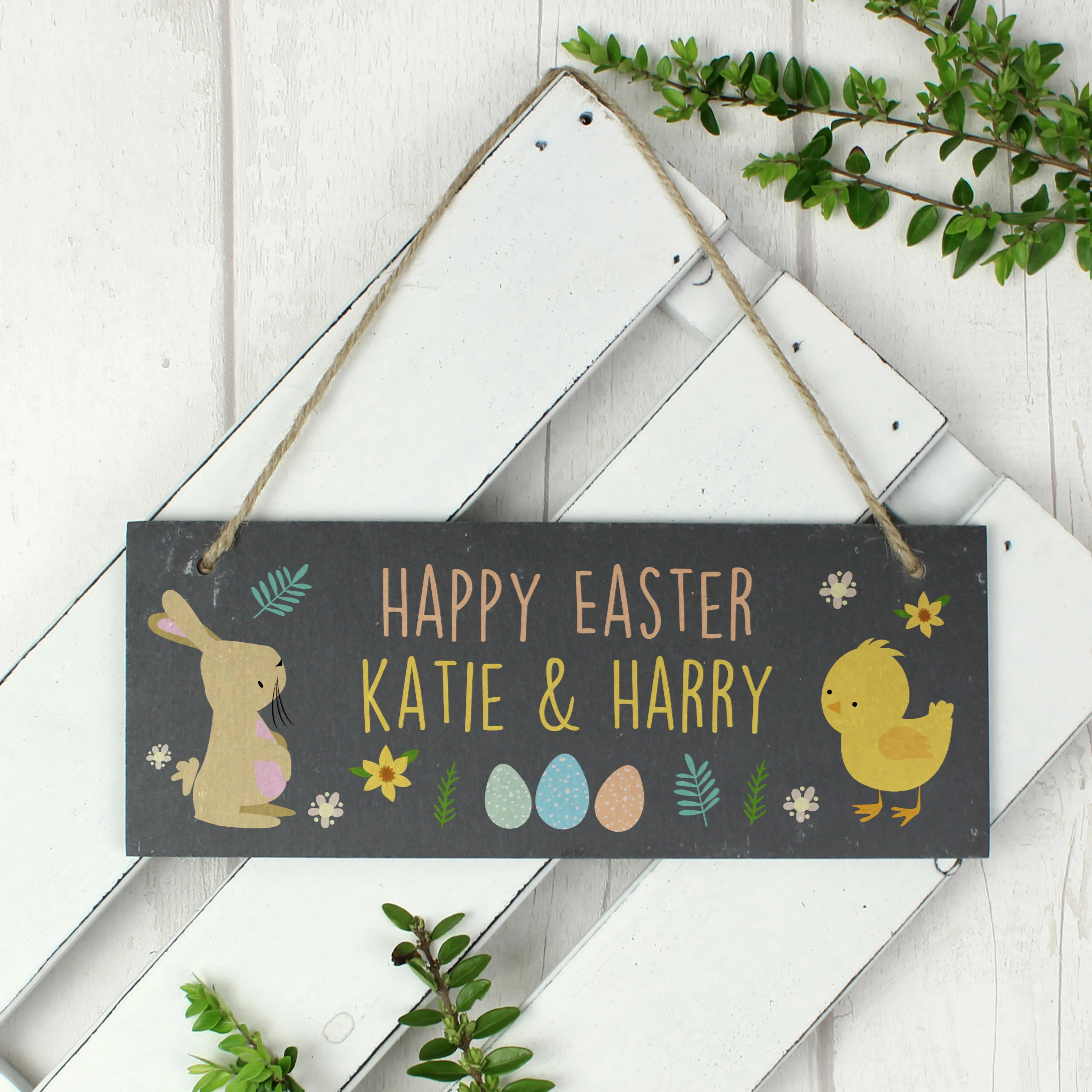 Personalised Easter Egg Hunt Slate Hanging Sign - Image 3