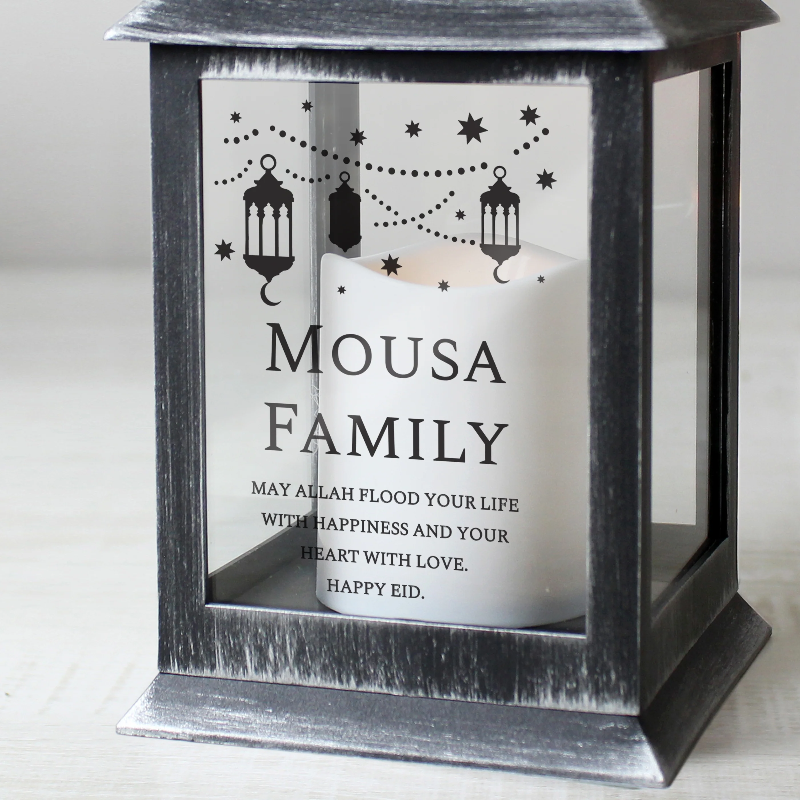 Personalised Eid and Ramadan Black Lantern - Image 3