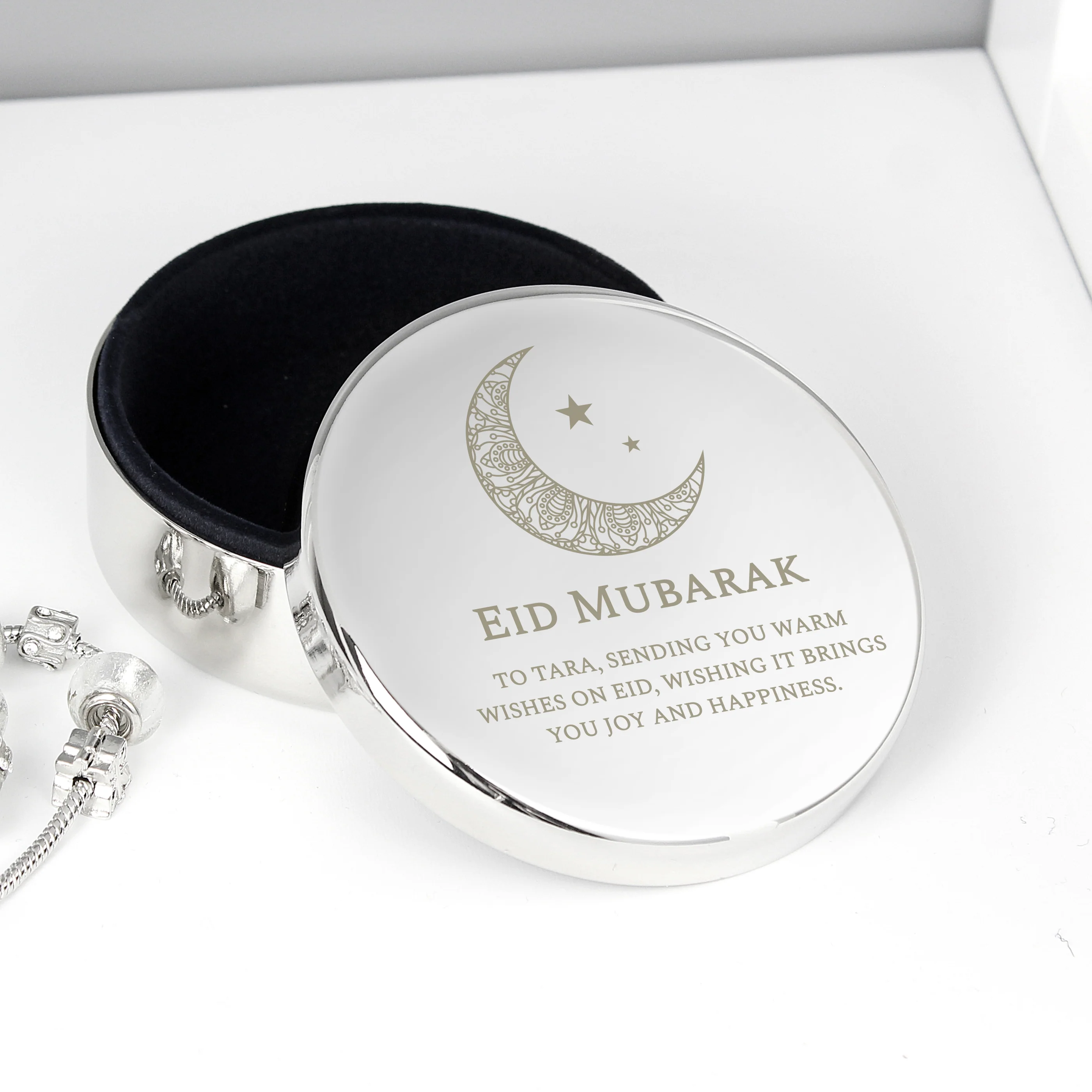Personalised Eid and Ramadan Round Trinket Box - Image 4