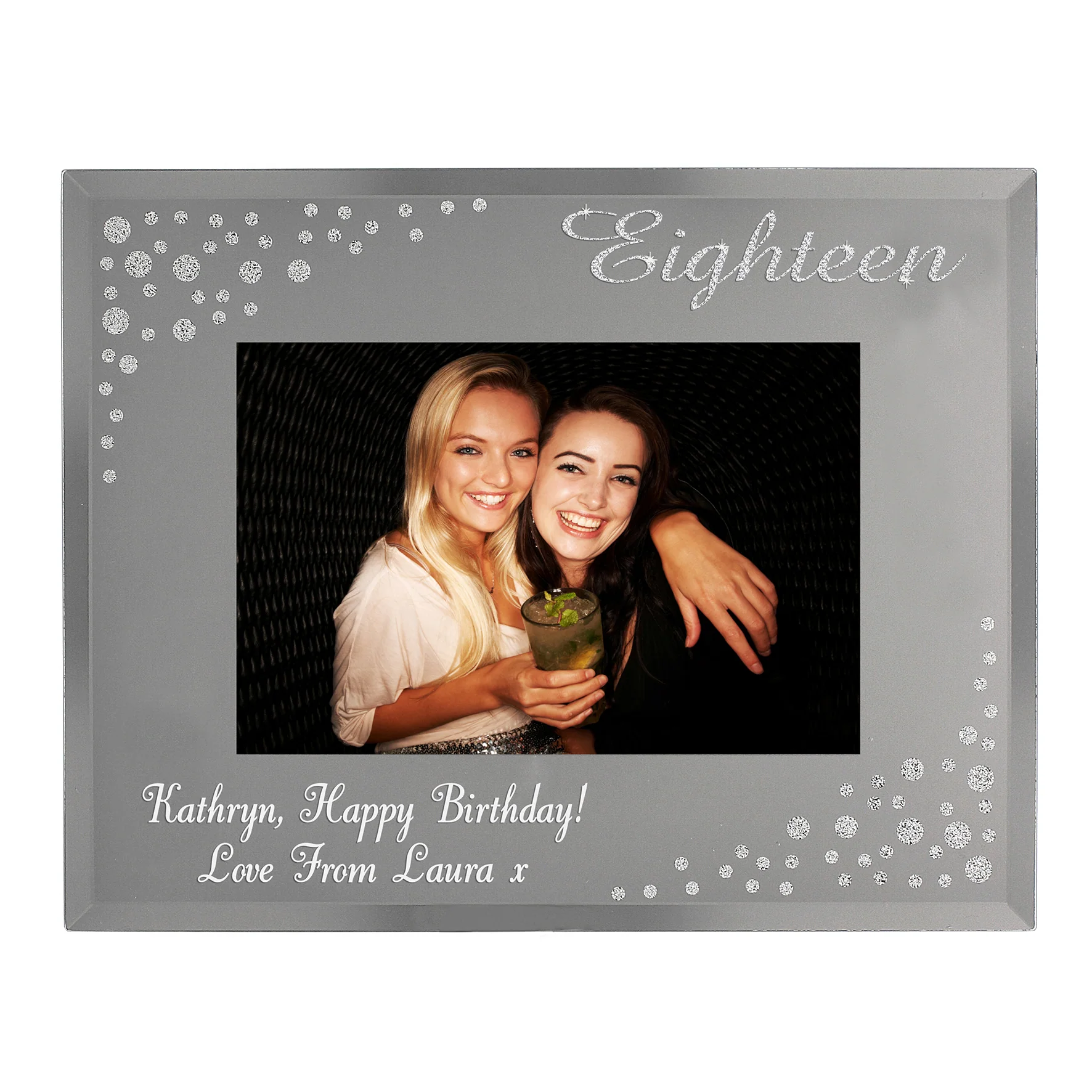 Personalised Eighteen Diamante 6x4 Glass Photo Frame - Image 3
