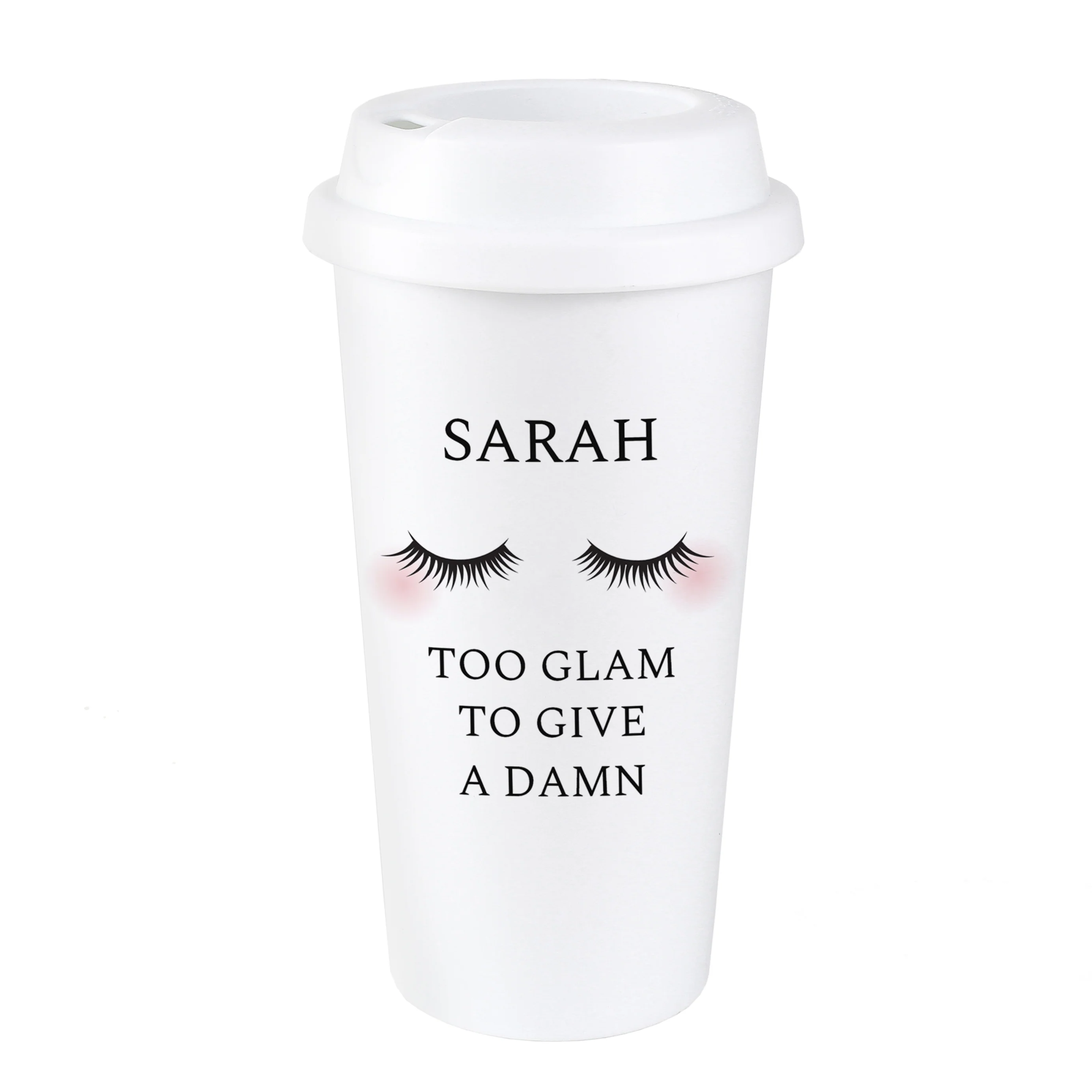 Personalised Eyelashes Insulated Reusable Eco Travel Cup - Image 2