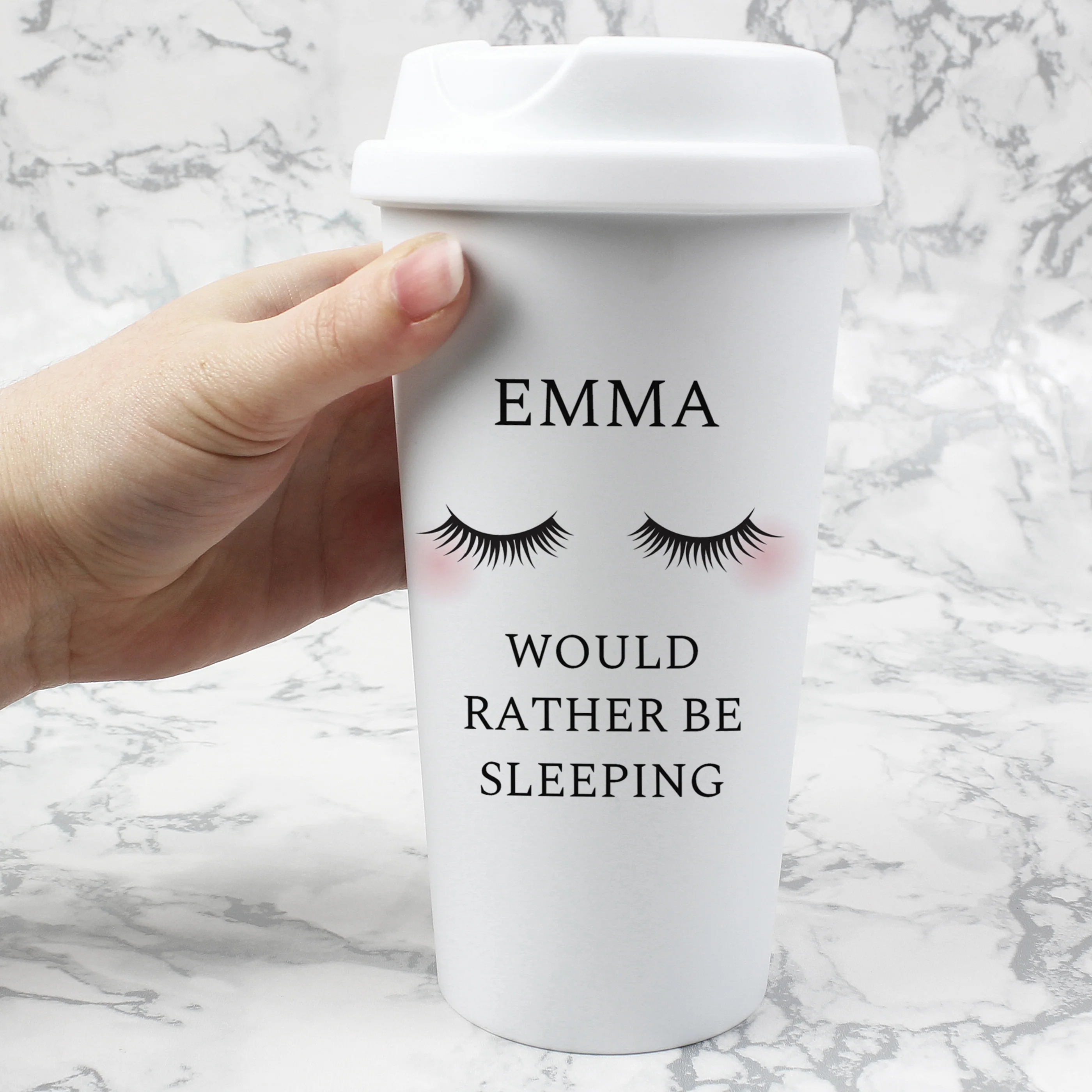 Personalised Eyelashes Insulated Reusable Eco Travel Cup - Image 3