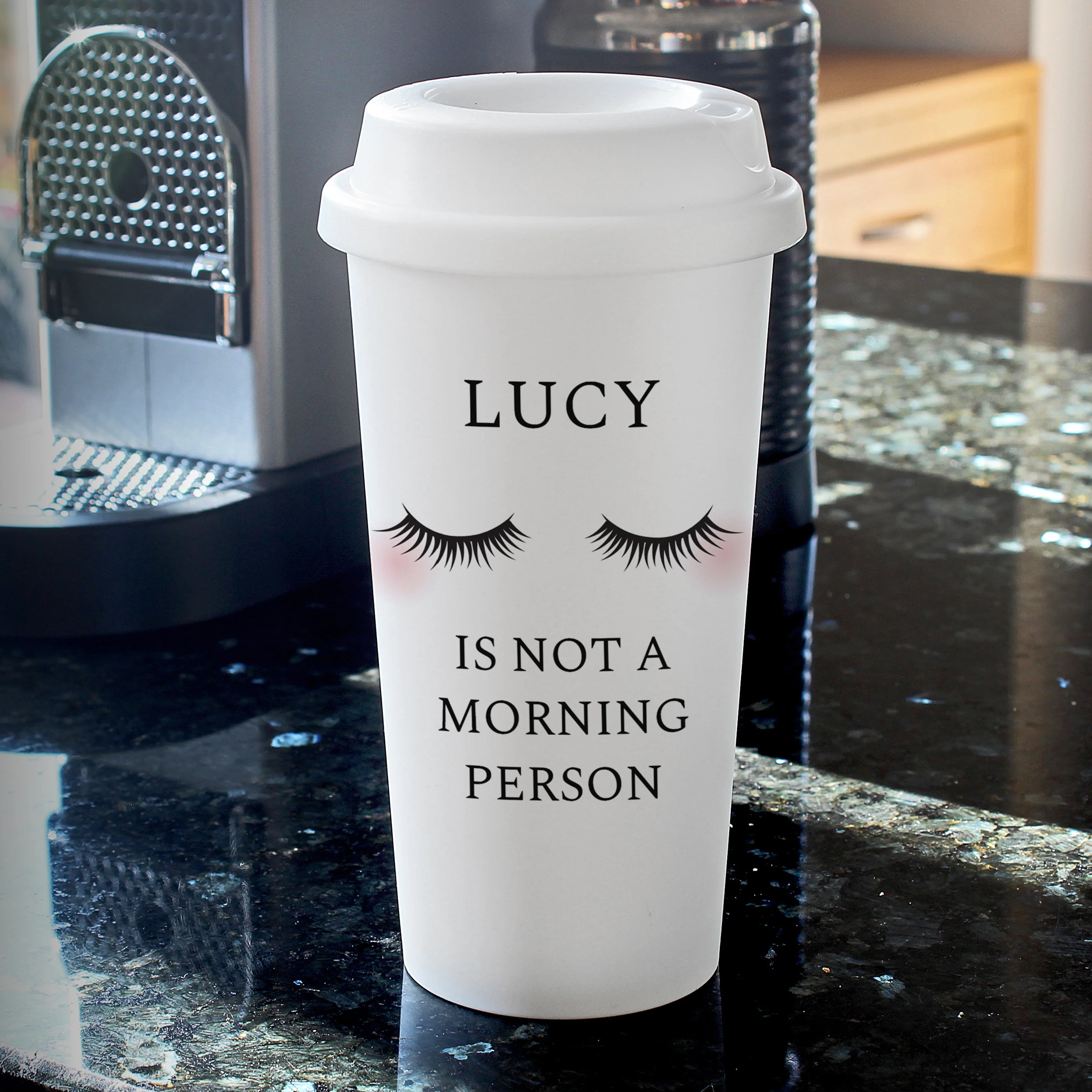 Personalised Eyelashes Insulated Reusable Eco Travel Cup - Image 4