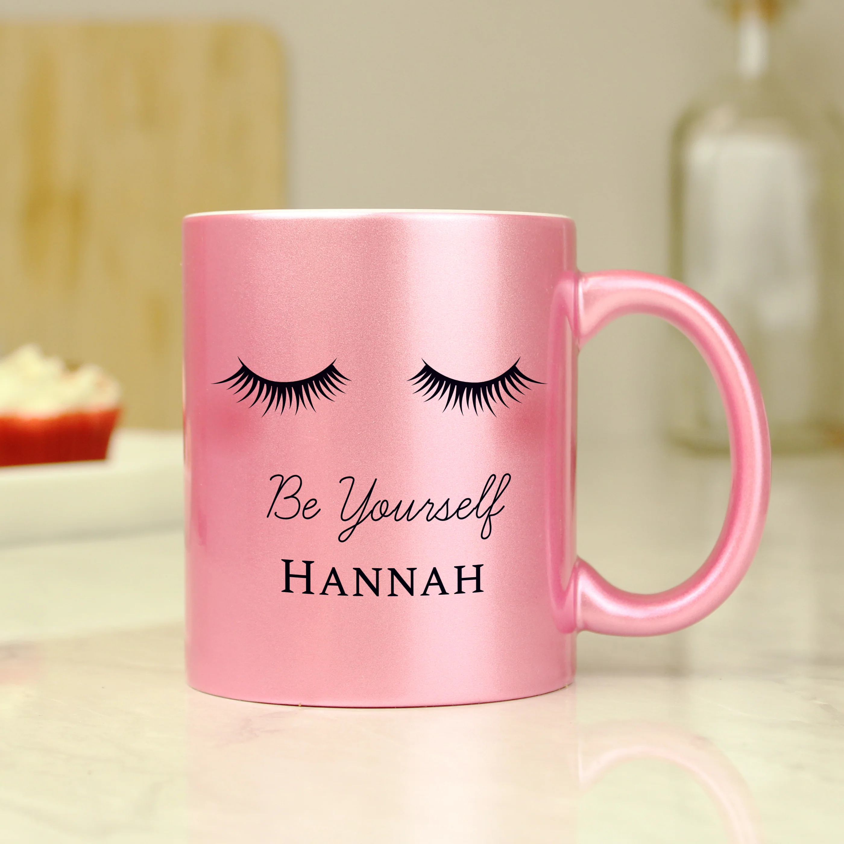 Personalised Eyelashes Pink Glitter Mug - Image 3