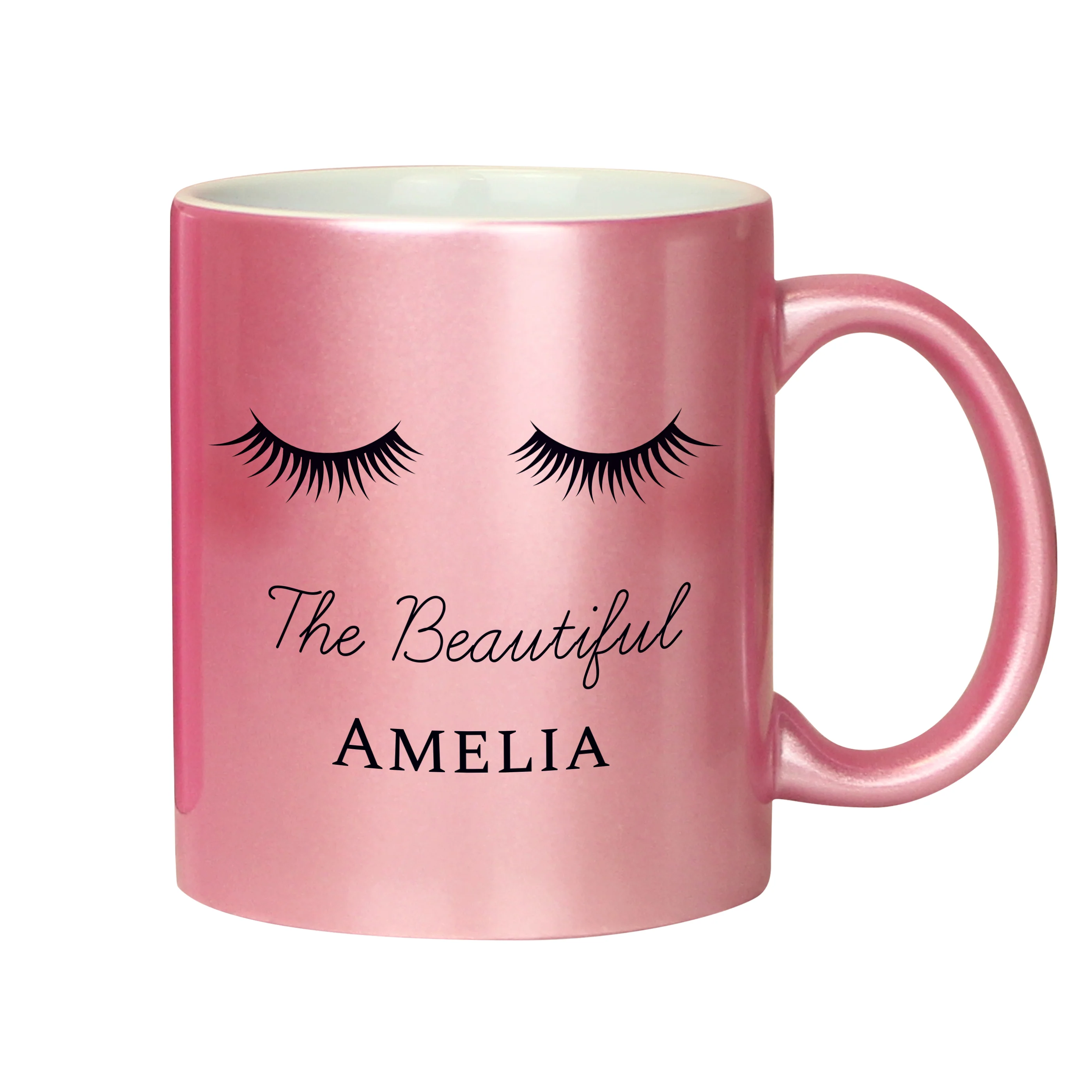 Personalised Eyelashes Pink Glitter Mug - Image 5
