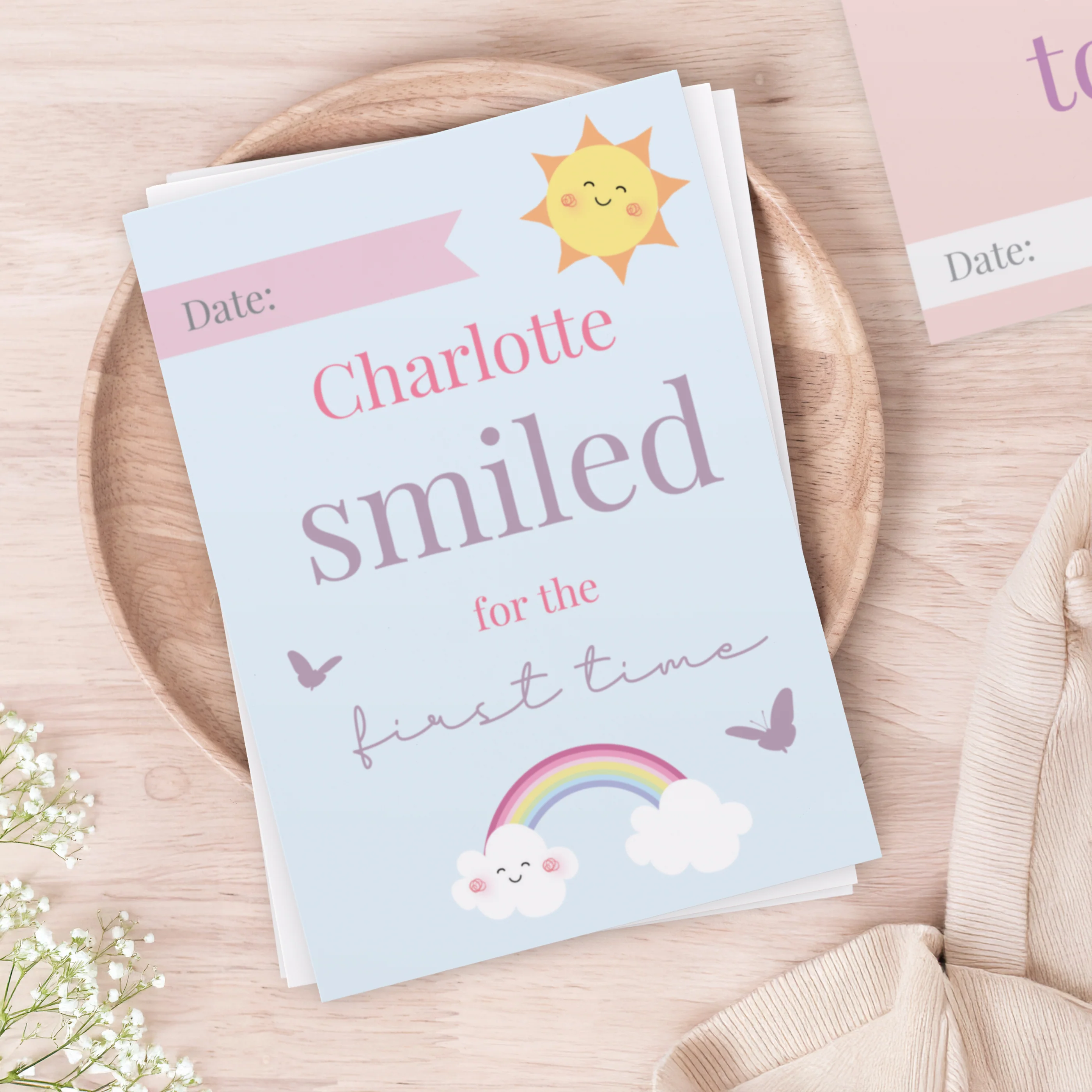 Personalised Fairy Princess Baby Milestone Cards - Image 3