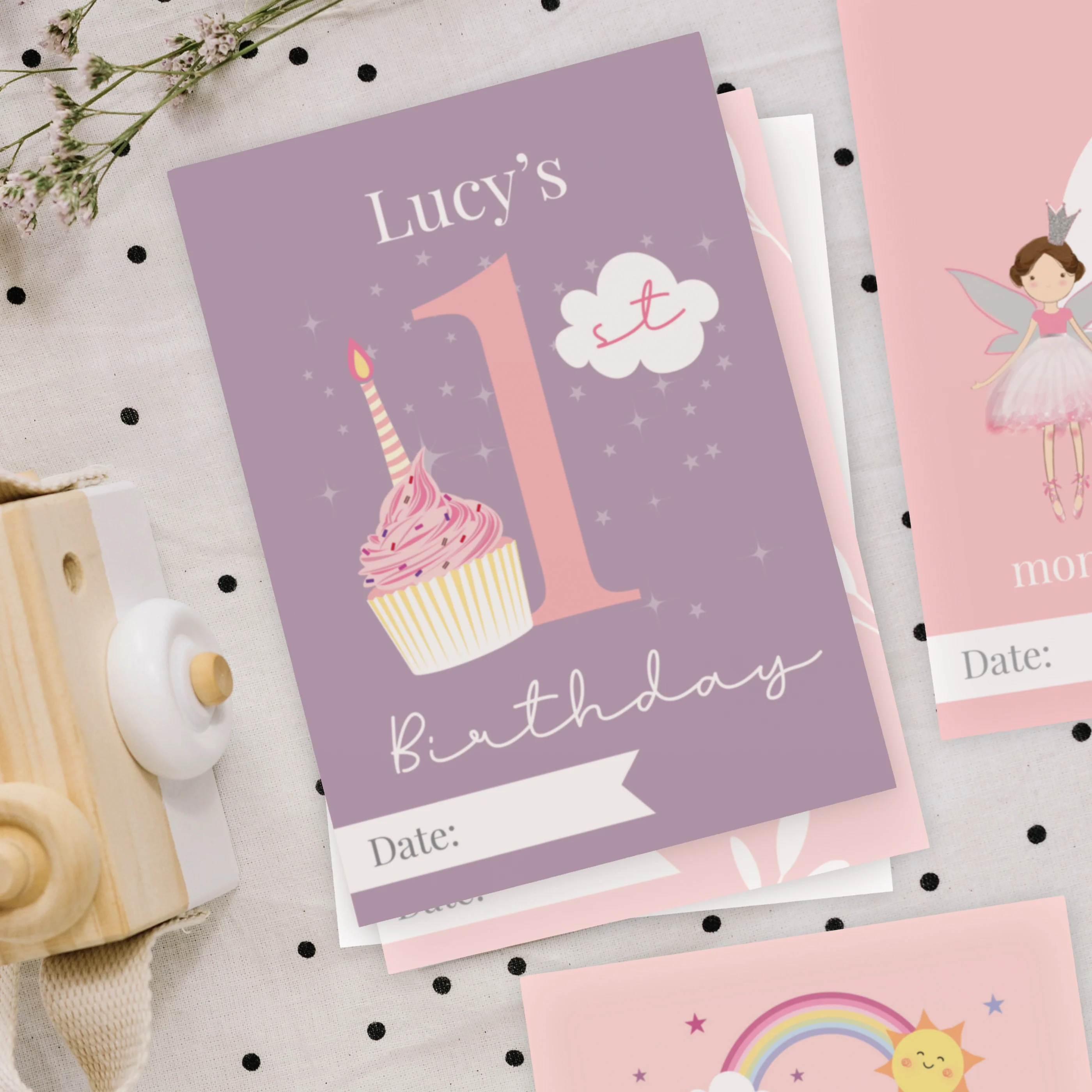 Personalised Fairy Princess Baby Milestone Cards - Image 4