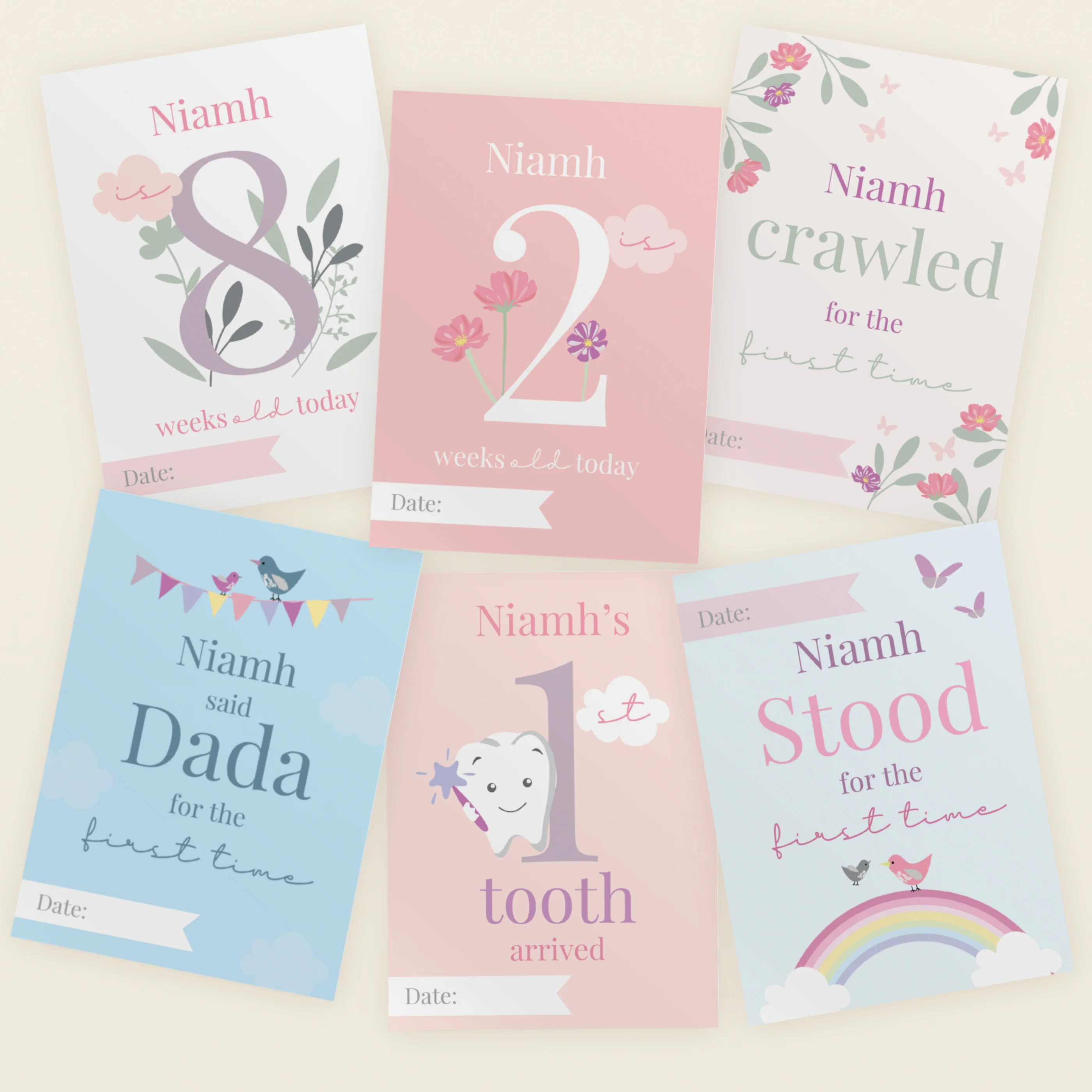 Personalised Fairy Princess Baby Milestone Cards - Image 6