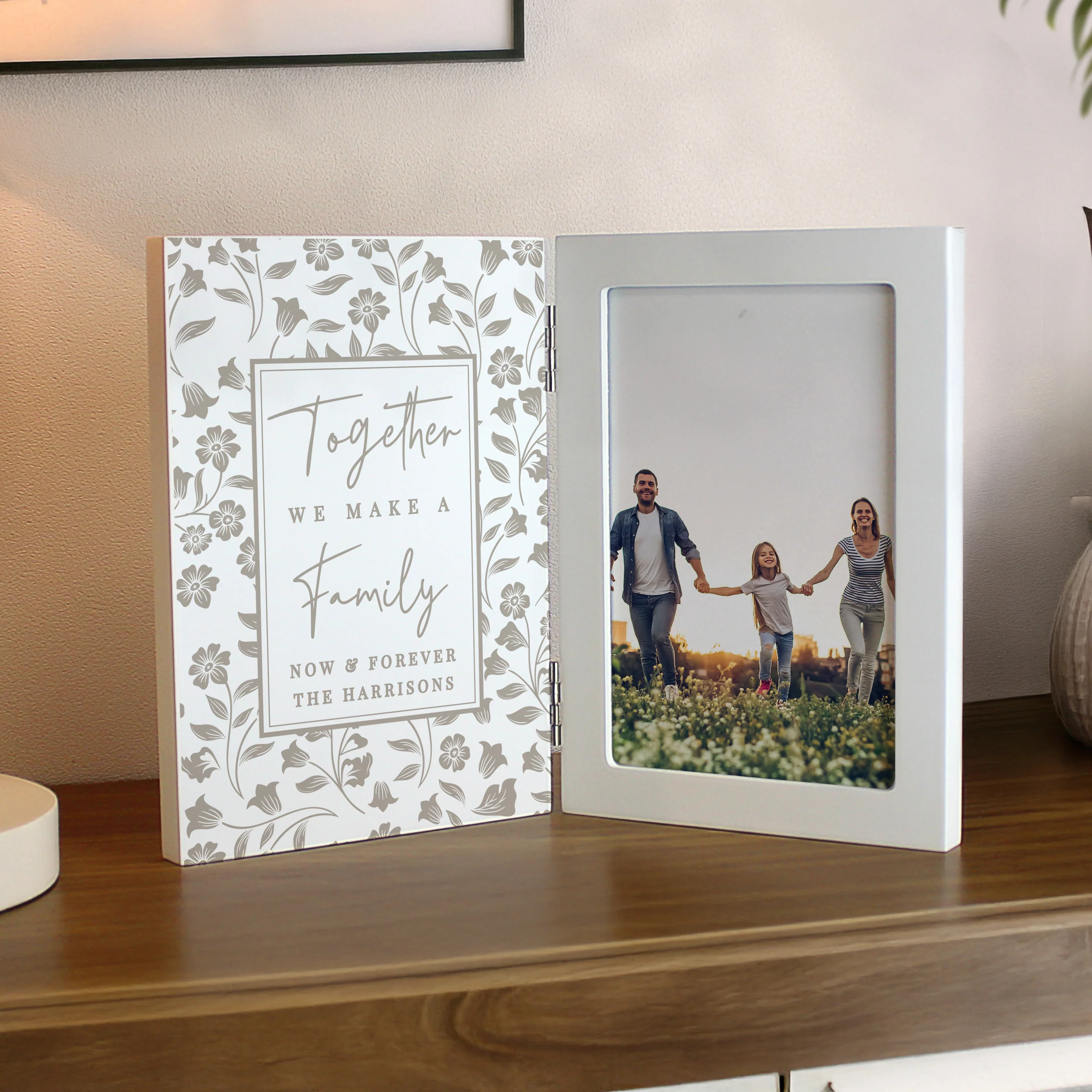 Personalised Family Wooden Hinged 6x4 Photo Frame - Image 2