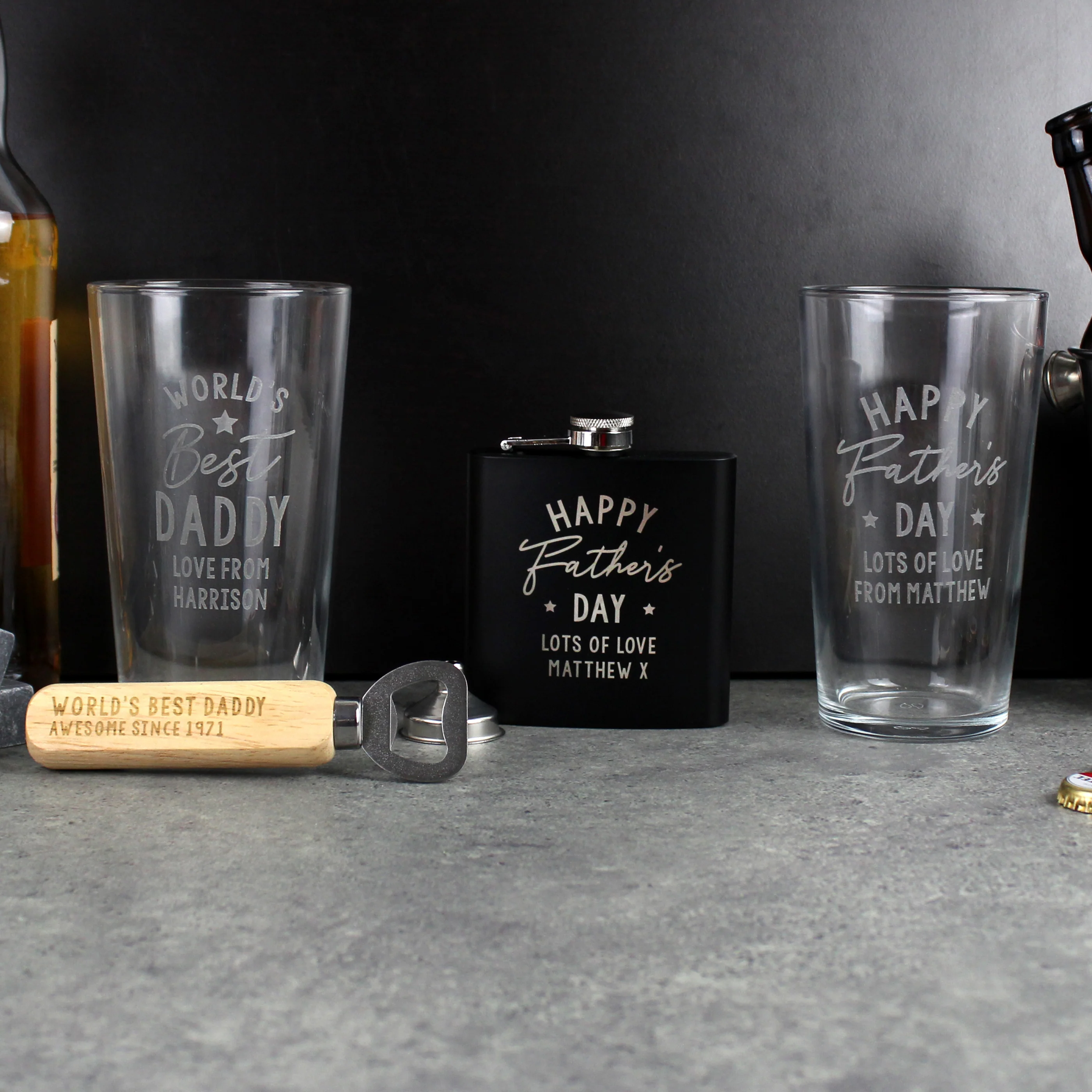 Personalised Father's Day Black Hip Flask - Image 4