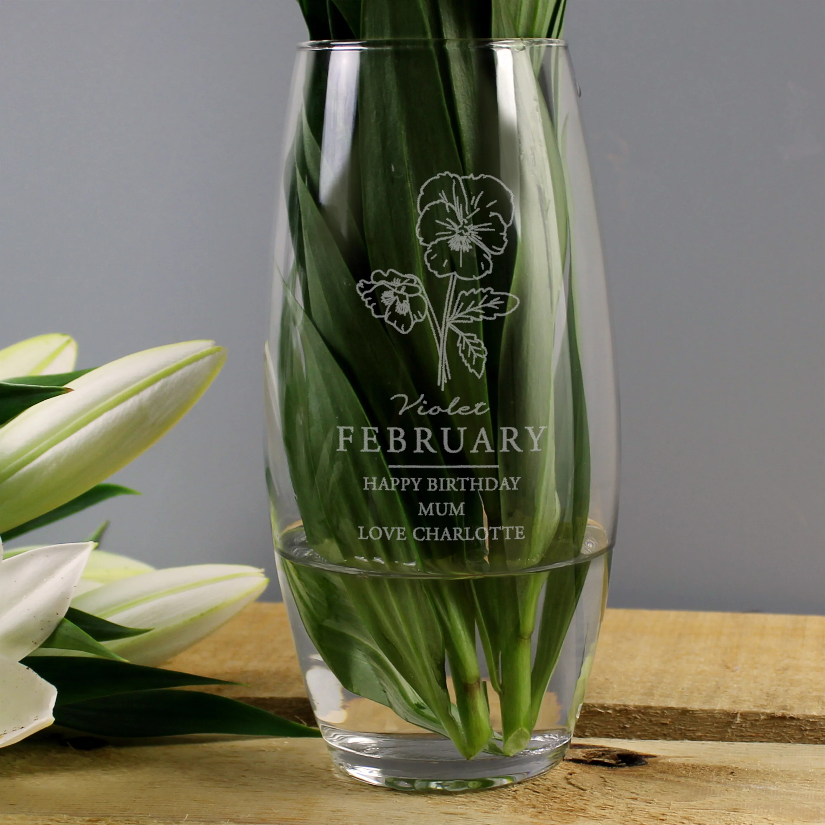 Personalised February Birth Flower Bullet Vase - Image 4