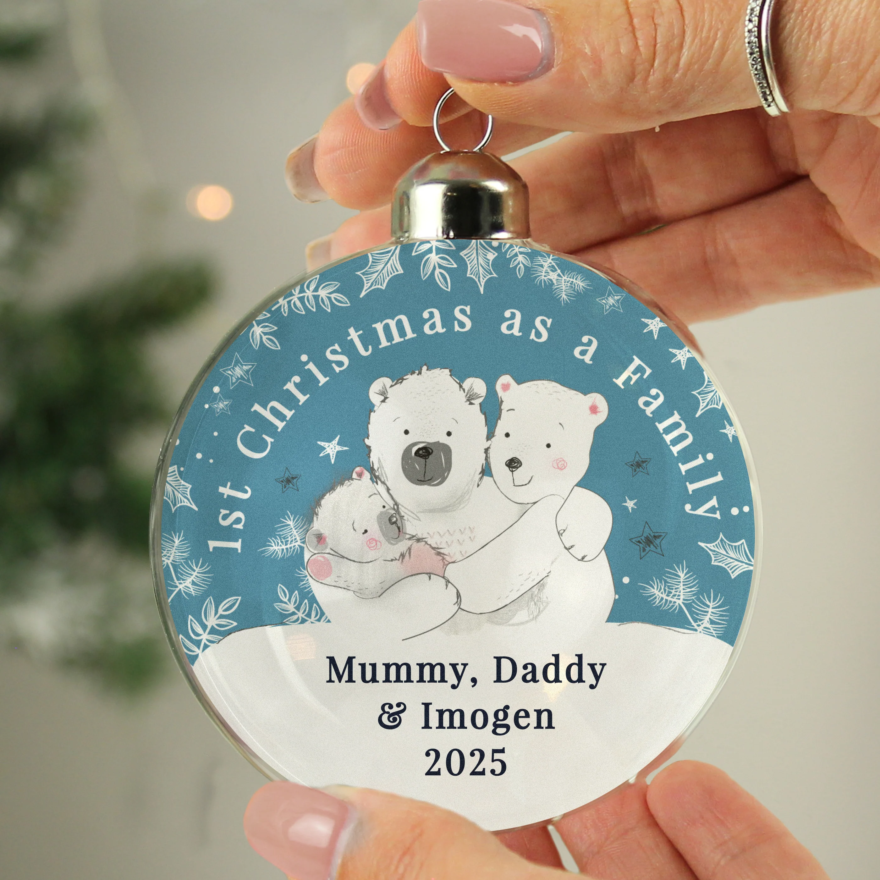 Personalised First Christmas as a Family Glass Bauble - Image 2