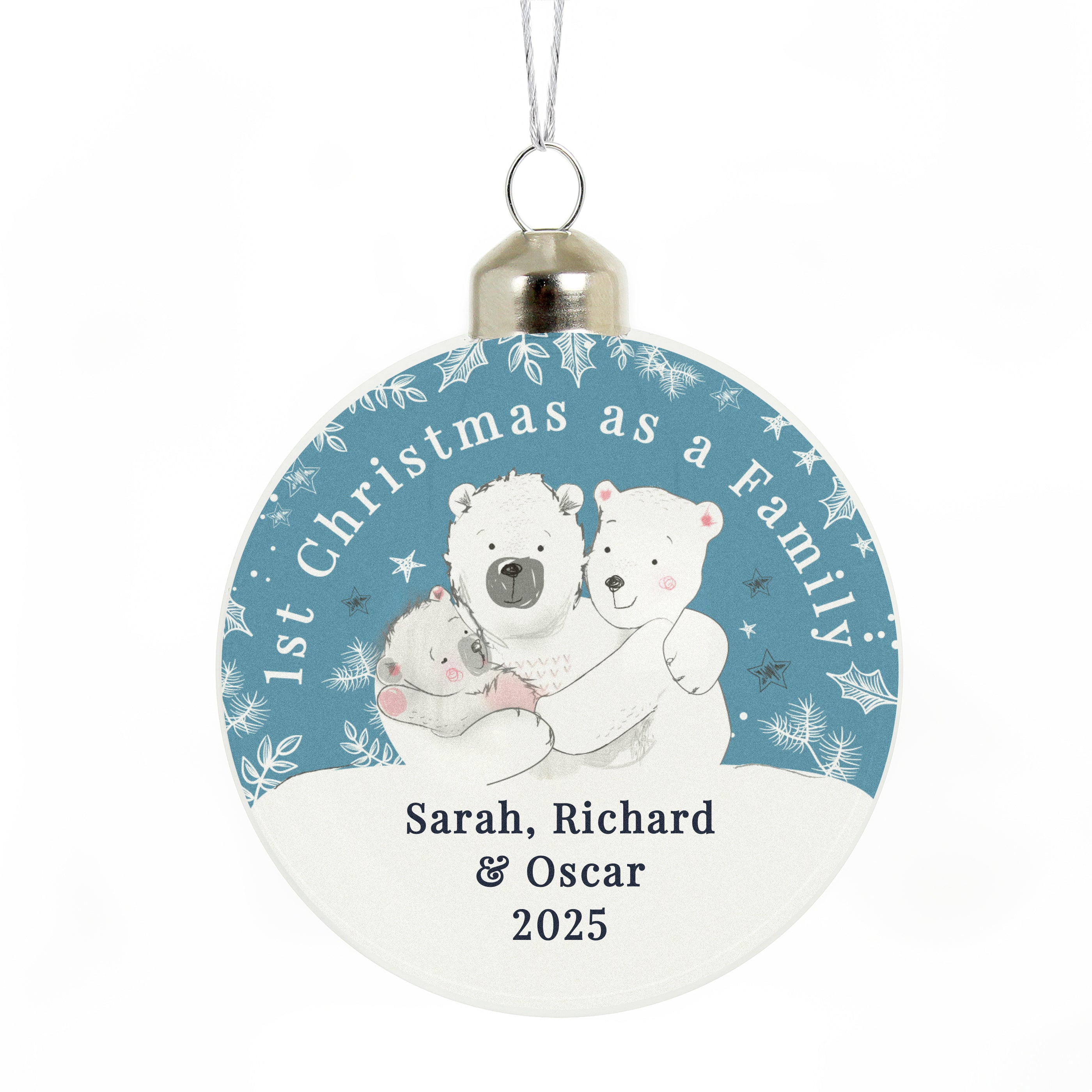 Personalised First Christmas as a Family Glass Bauble - Image 4