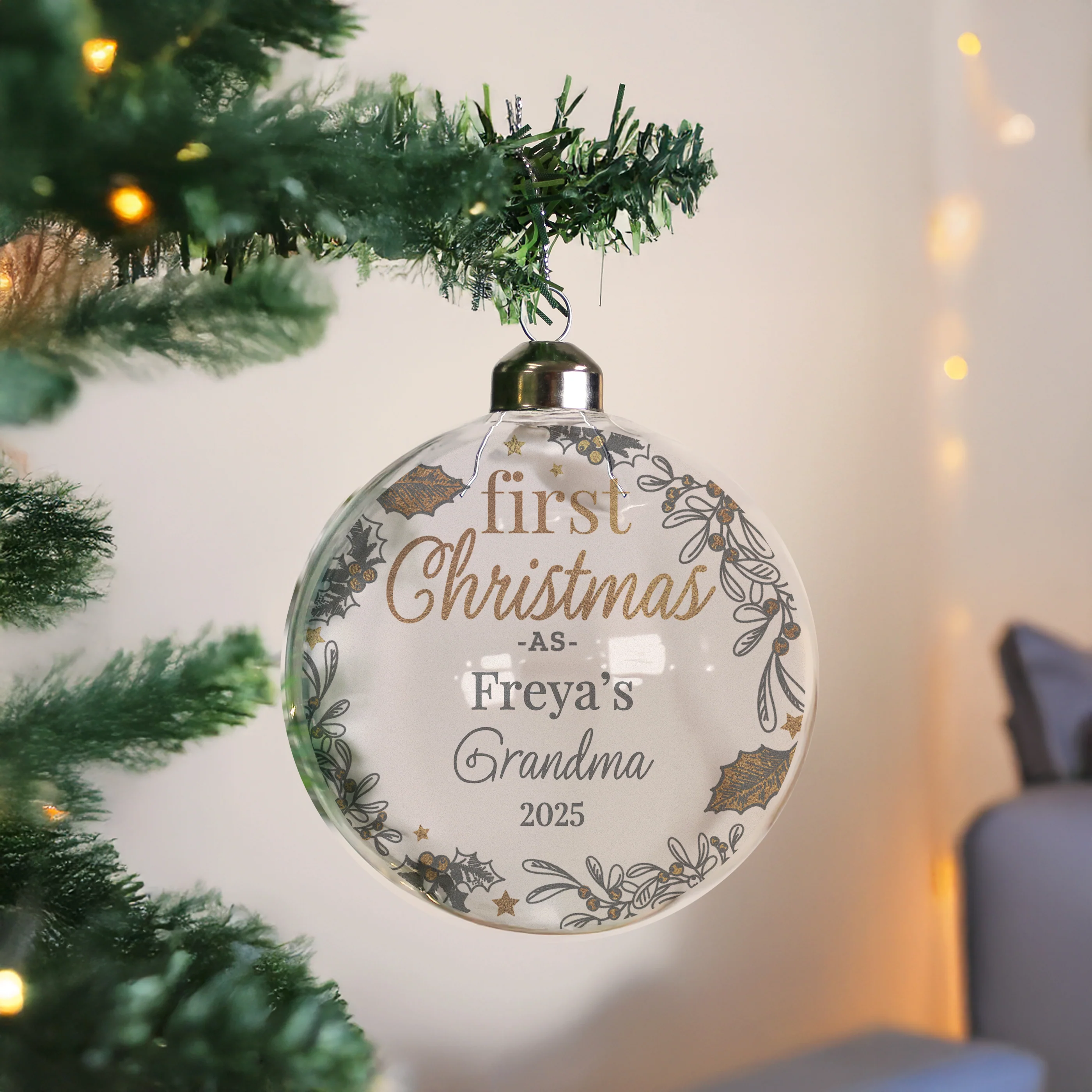 Personalised First Christmas As... Glass Bauble - Image 3