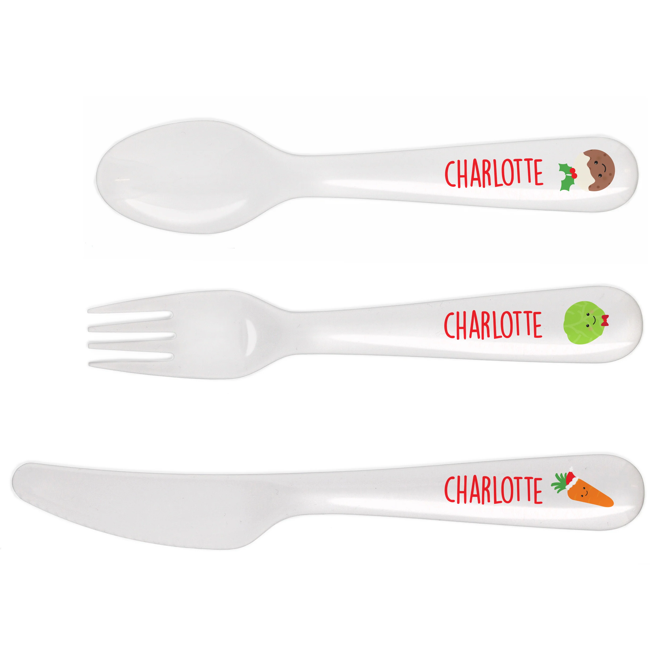 Personalised 'First Christmas Dinner' 3 Piece Plastic Cutlery Set - Image 2
