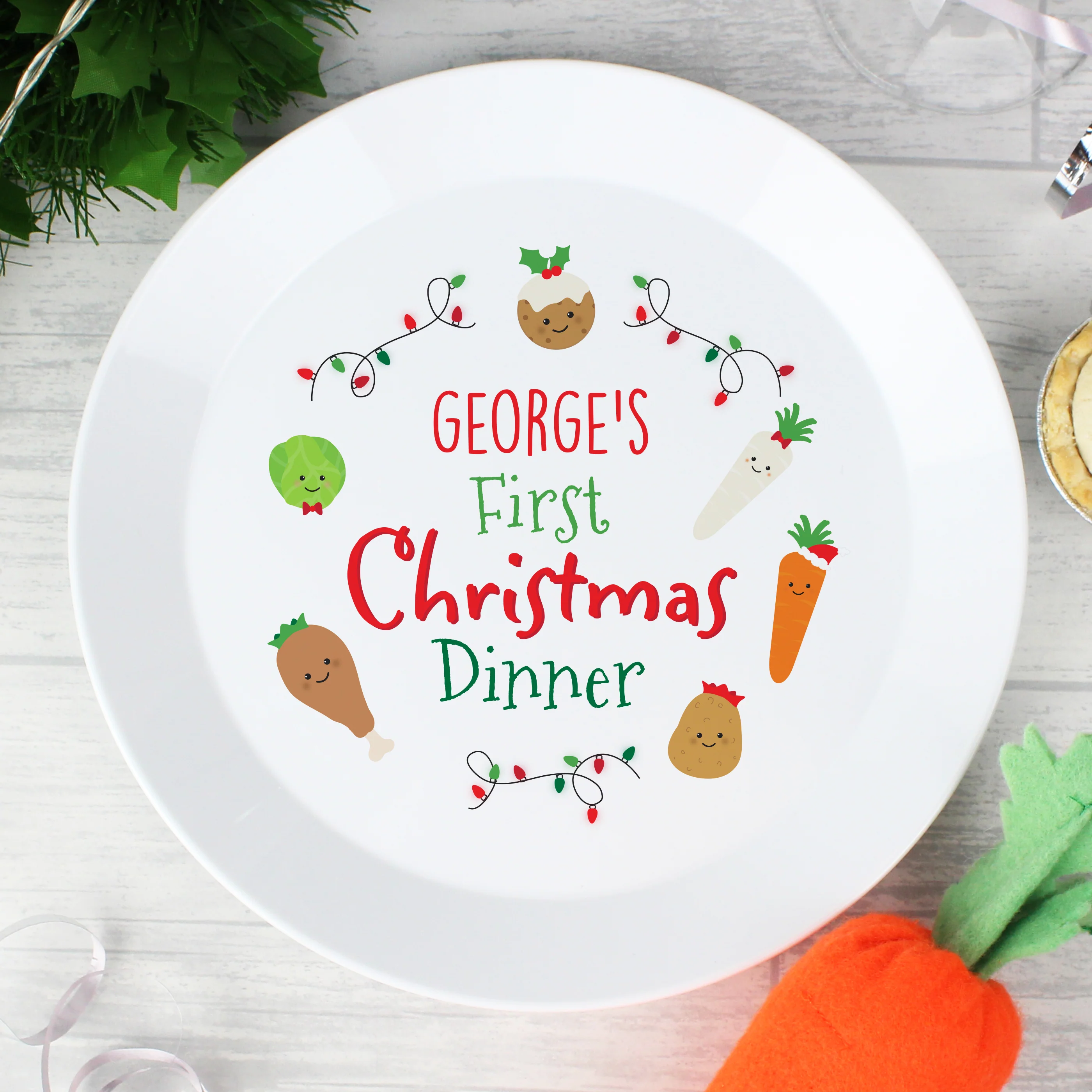 Personalised 'First Christmas Dinner' Plastic Plate - Image 3