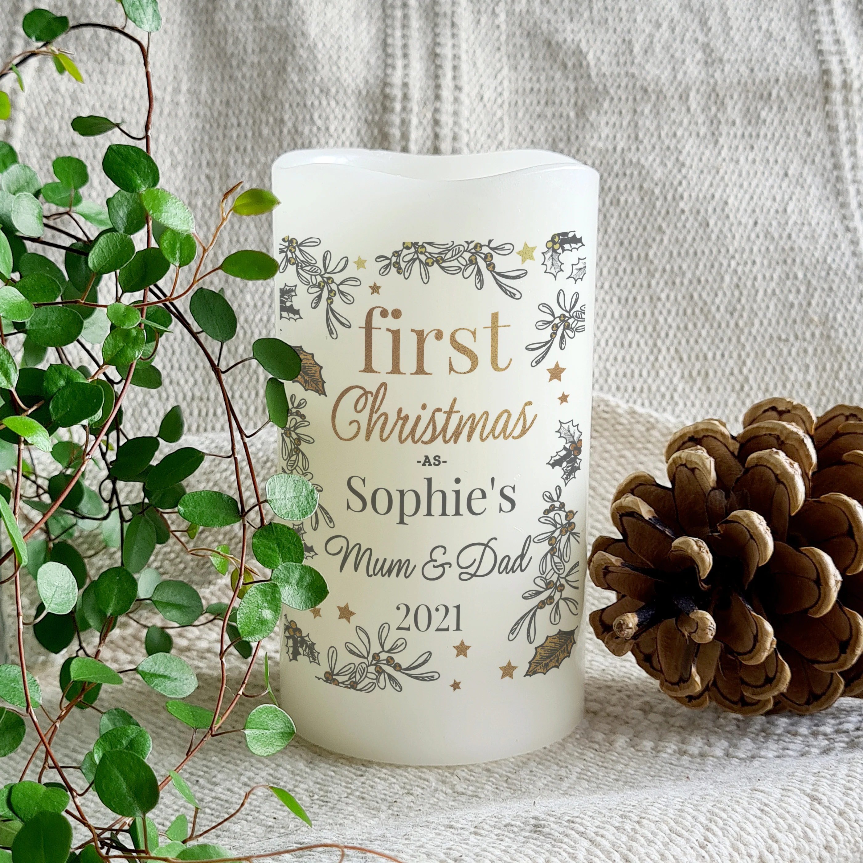 Personalised First Christmas LED Candle - Image 4
