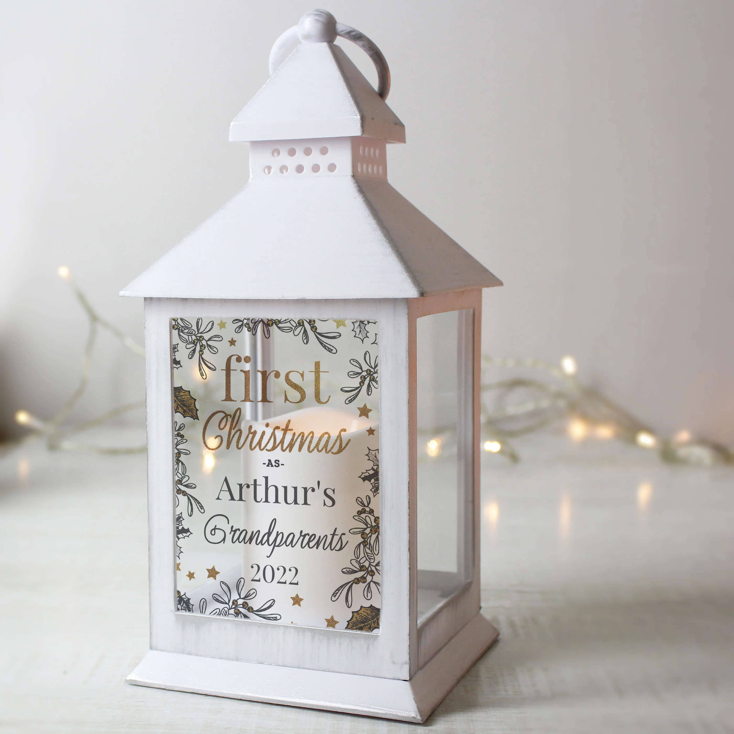 Personalised First Christmas White Lantern - Image 2