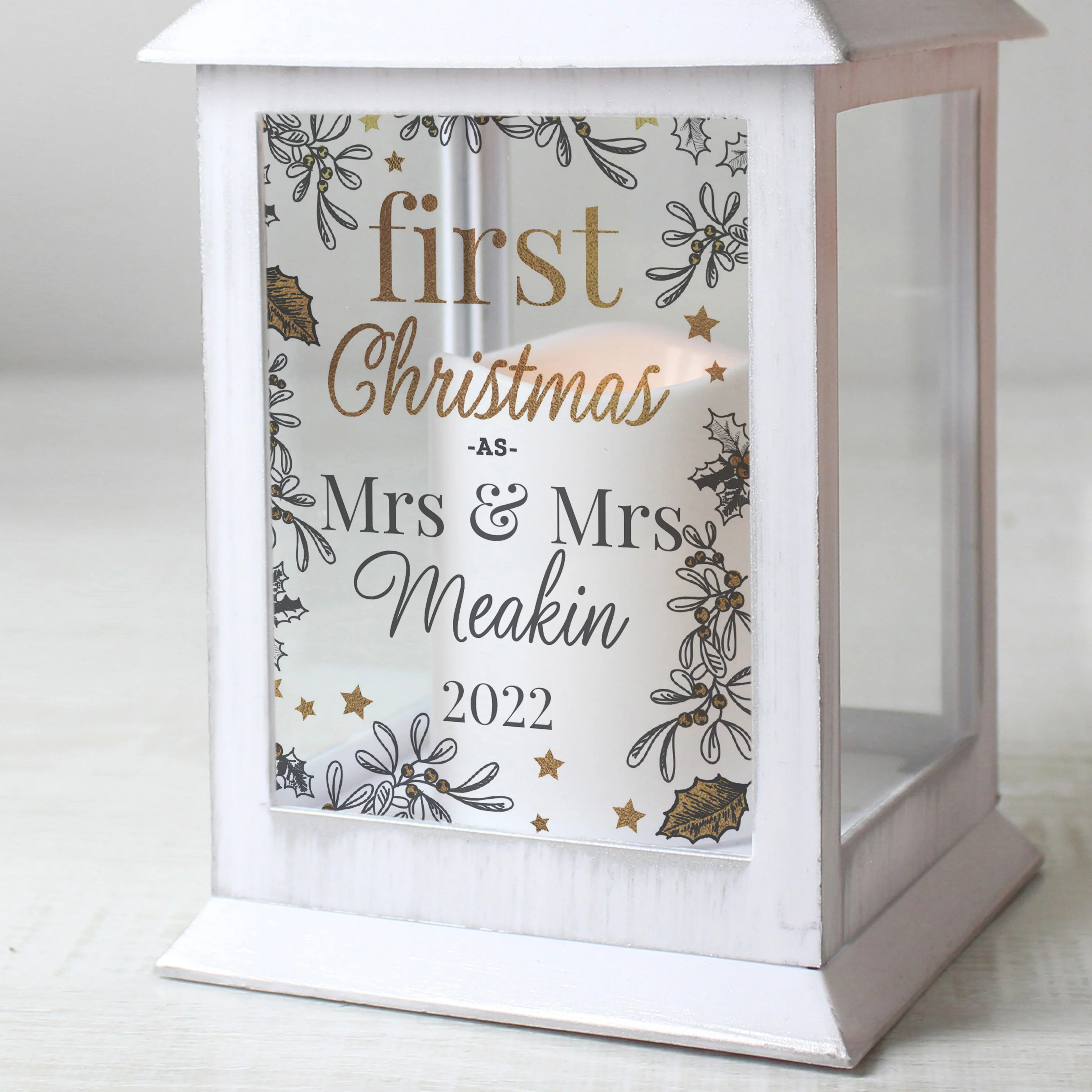 Personalised First Christmas White Lantern - Image 4