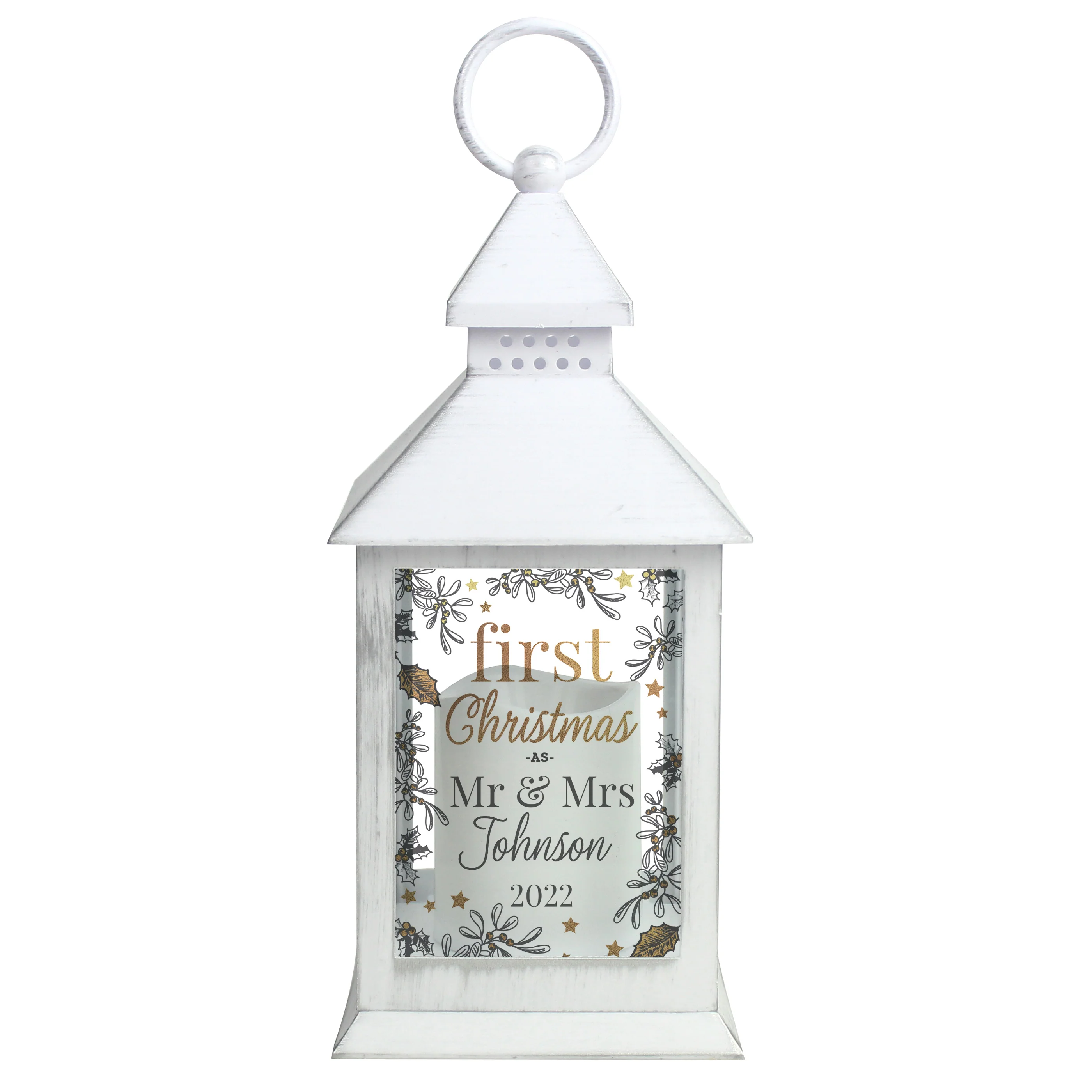 Personalised First Christmas White Lantern - Image 5